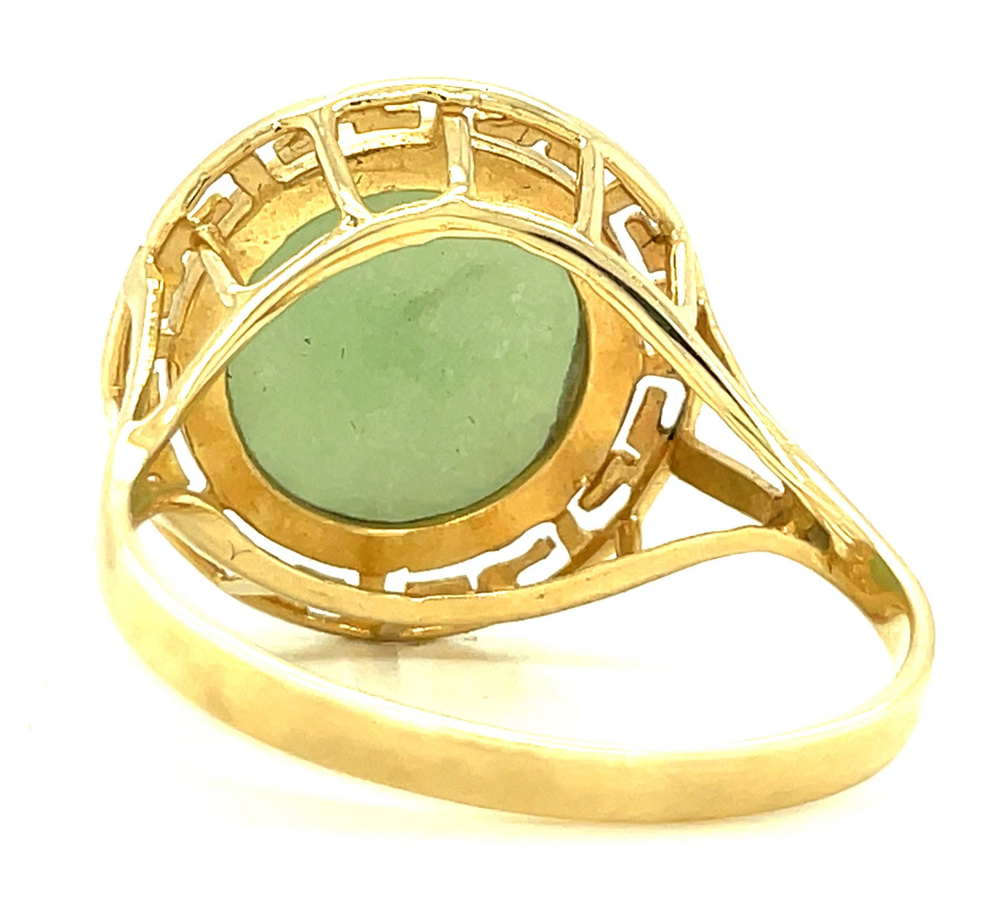 Vintage 14k Yellow Gold and Jade Filigree Ring Size 9 1/4