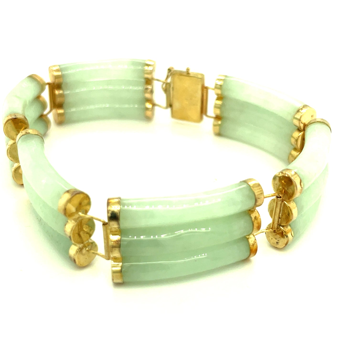 Vintage 14k Yellow Gold and Jade Bracelet