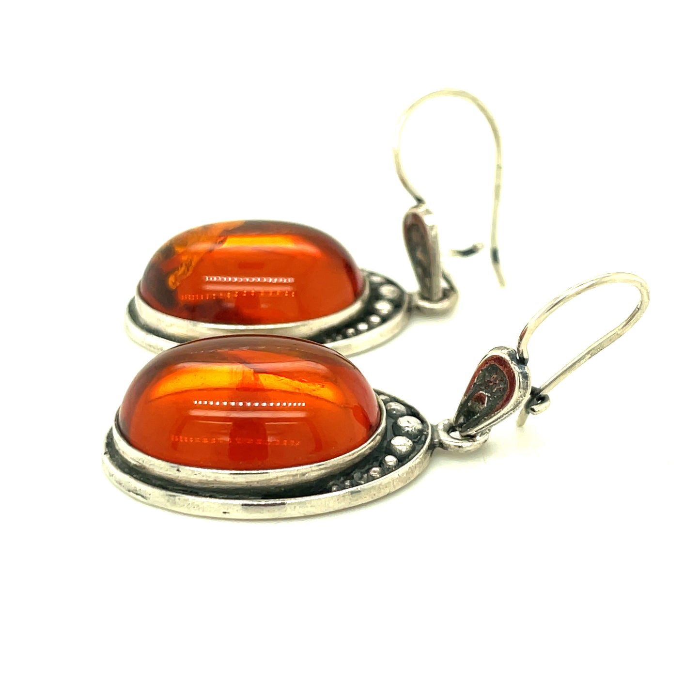 Vintage Sterling Silver and Amber Earrings
