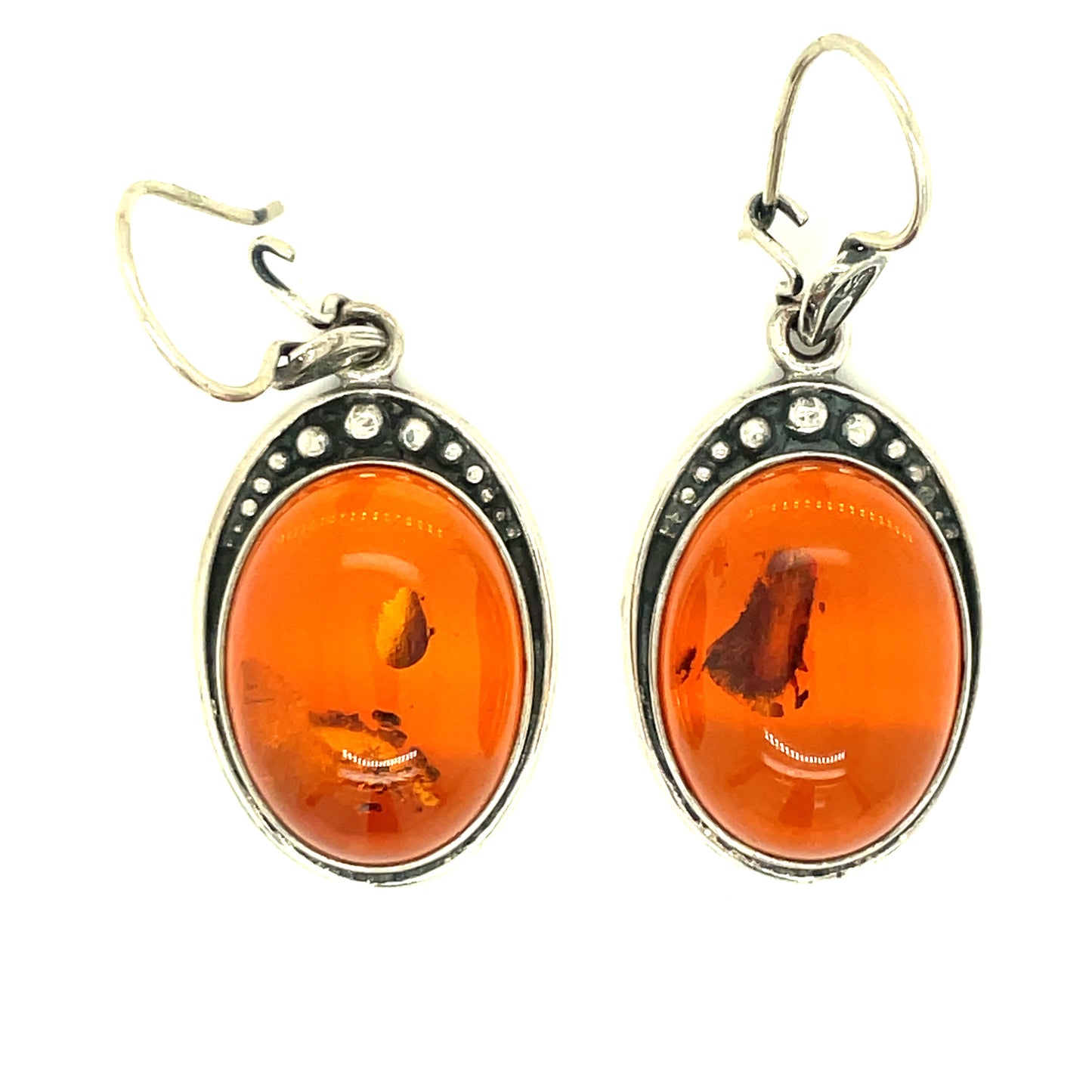 Vintage Sterling Silver and Amber Earrings