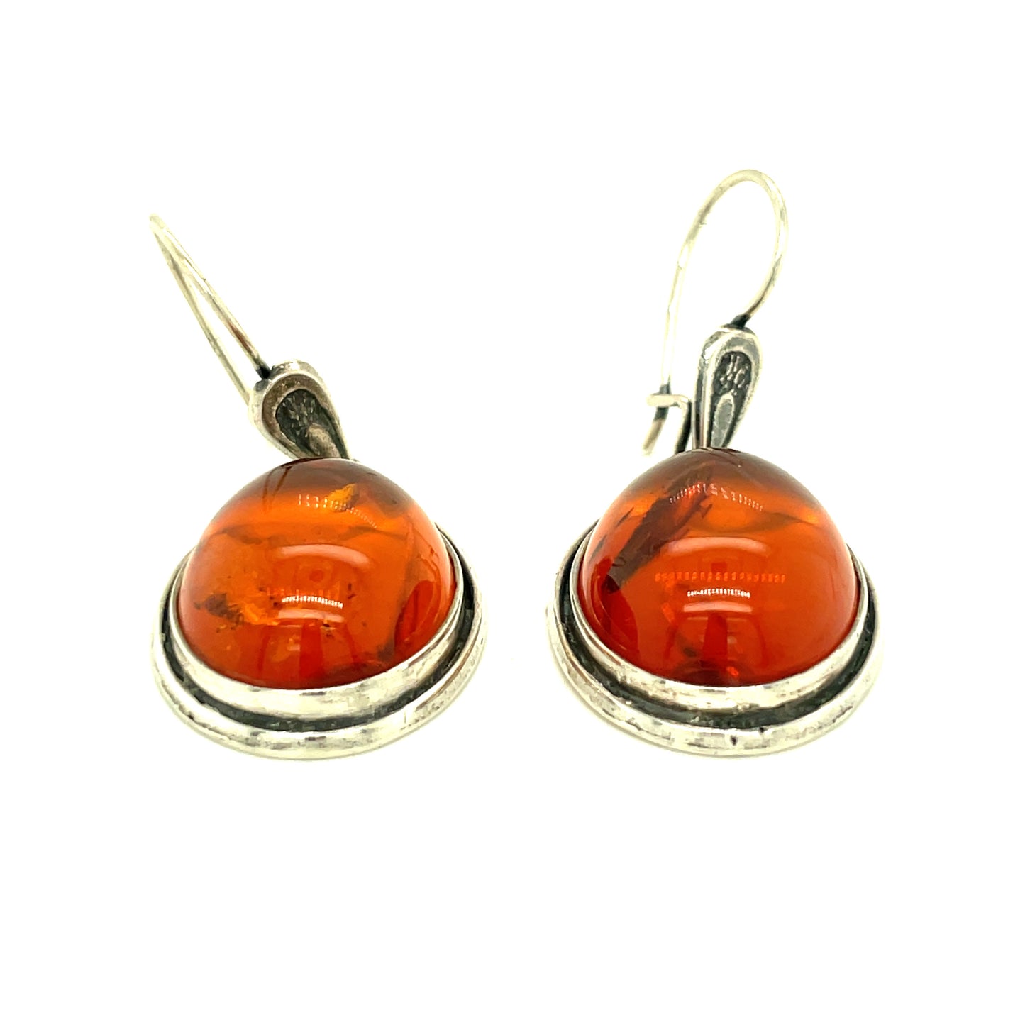 Vintage Sterling Silver and Amber Earrings