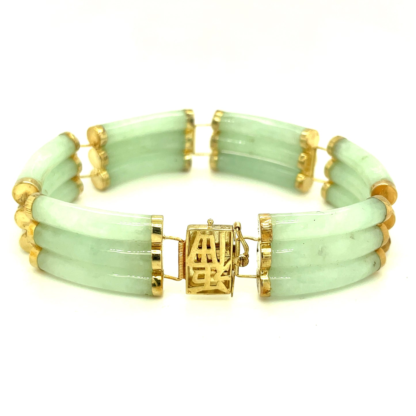 Vintage 14k Yellow Gold and Jade Bracelet