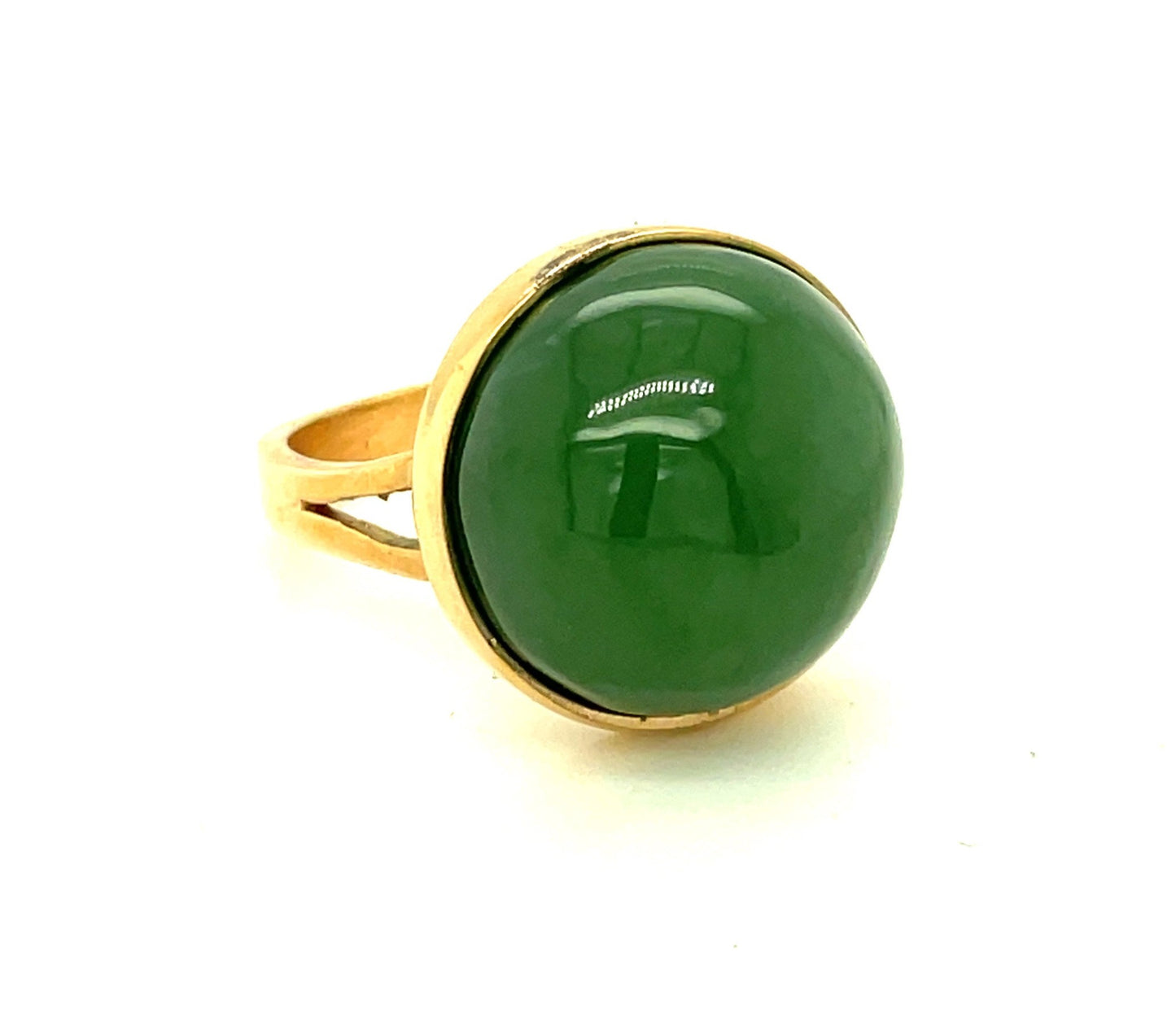 Vintage Moss Colored Green Quartz and Sterling Silver Ring Size 5 1/2"