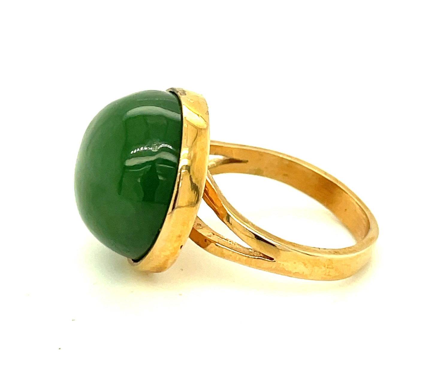 Vintage Moss Colored Green Quartz and Sterling Silver Ring Size 5 1/2"