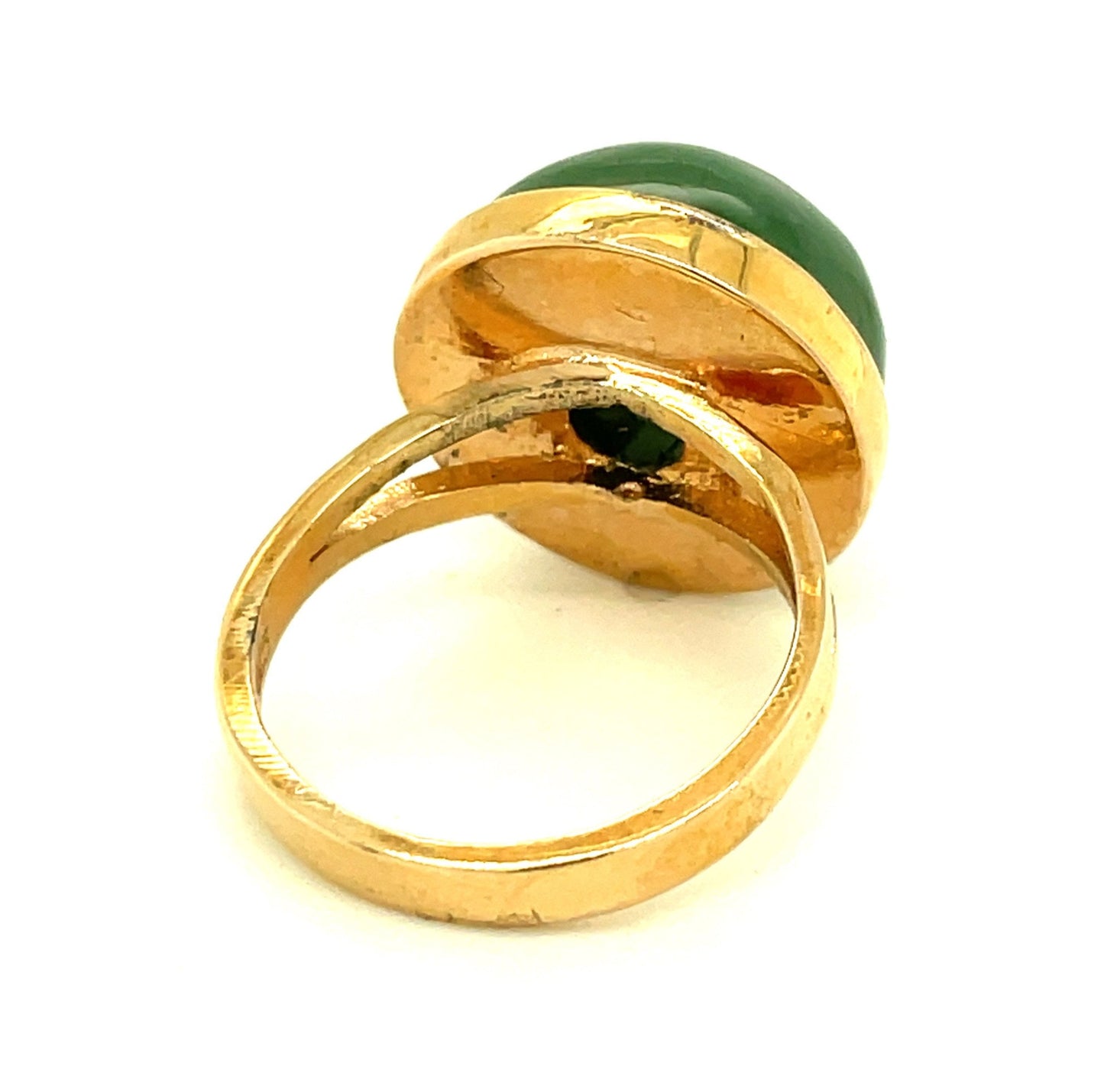 Vintage Moss Colored Green Quartz and Sterling Silver Ring Size 5 1/2"