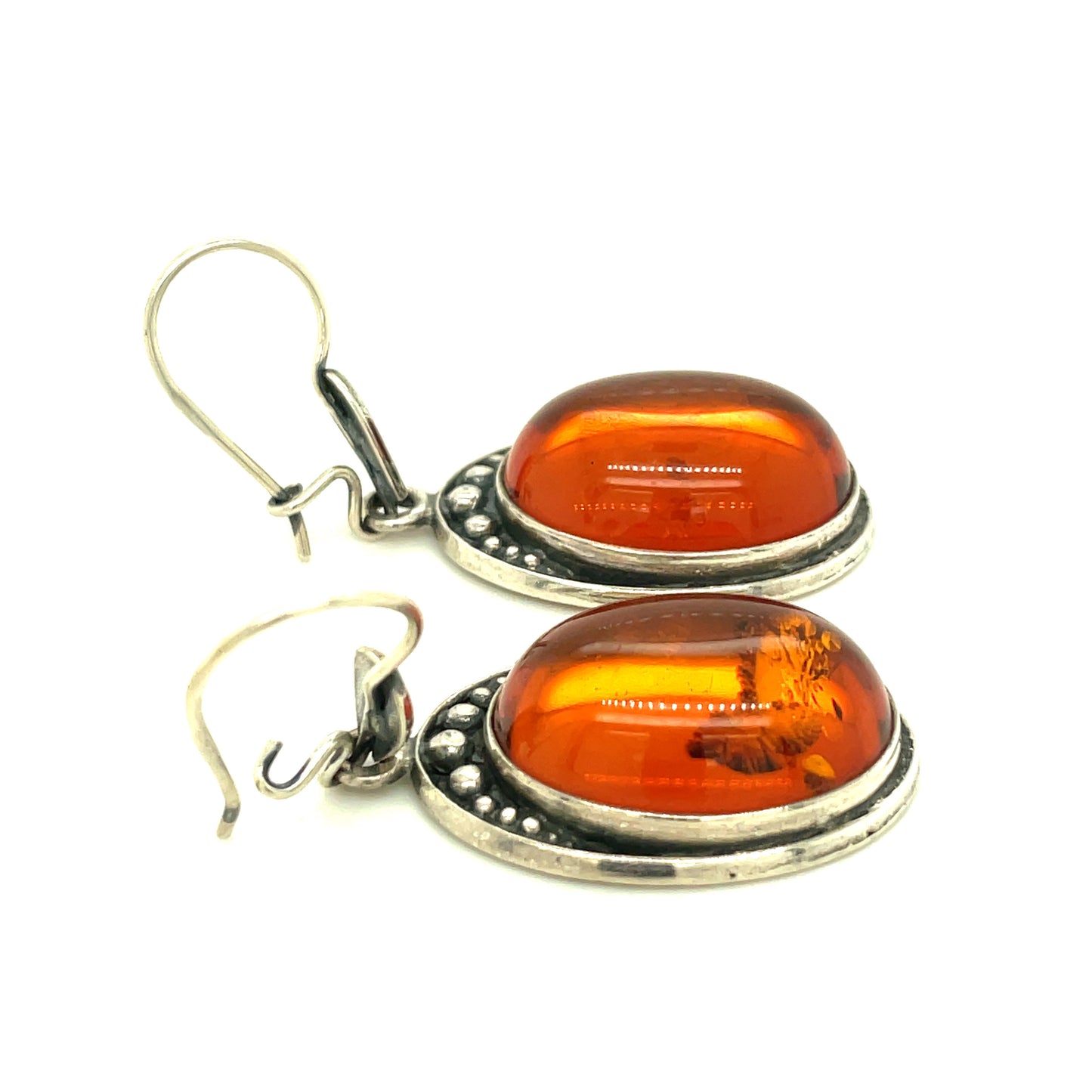 Vintage Sterling Silver and Amber Earrings