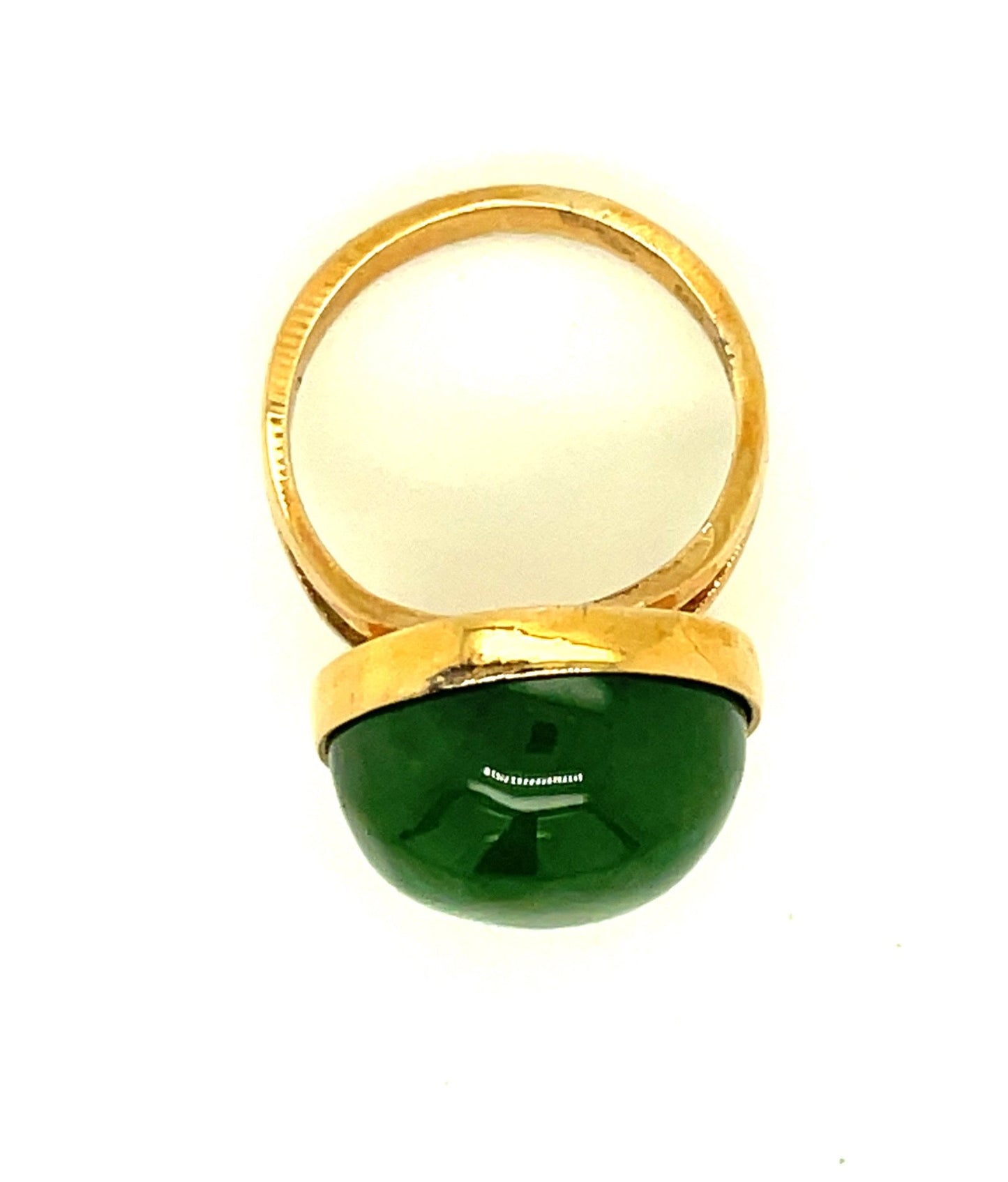 Vintage Moss Colored Green Quartz and Sterling Silver Ring Size 5 1/2"