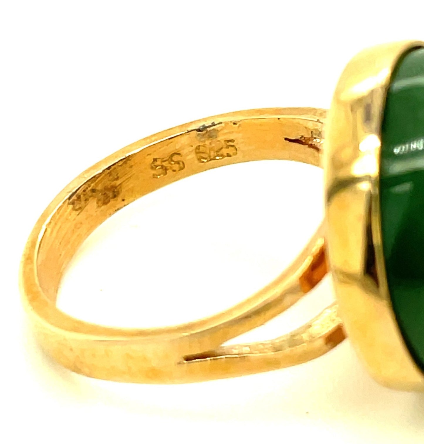Vintage Moss Colored Green Quartz and Sterling Silver Ring Size 5 1/2"