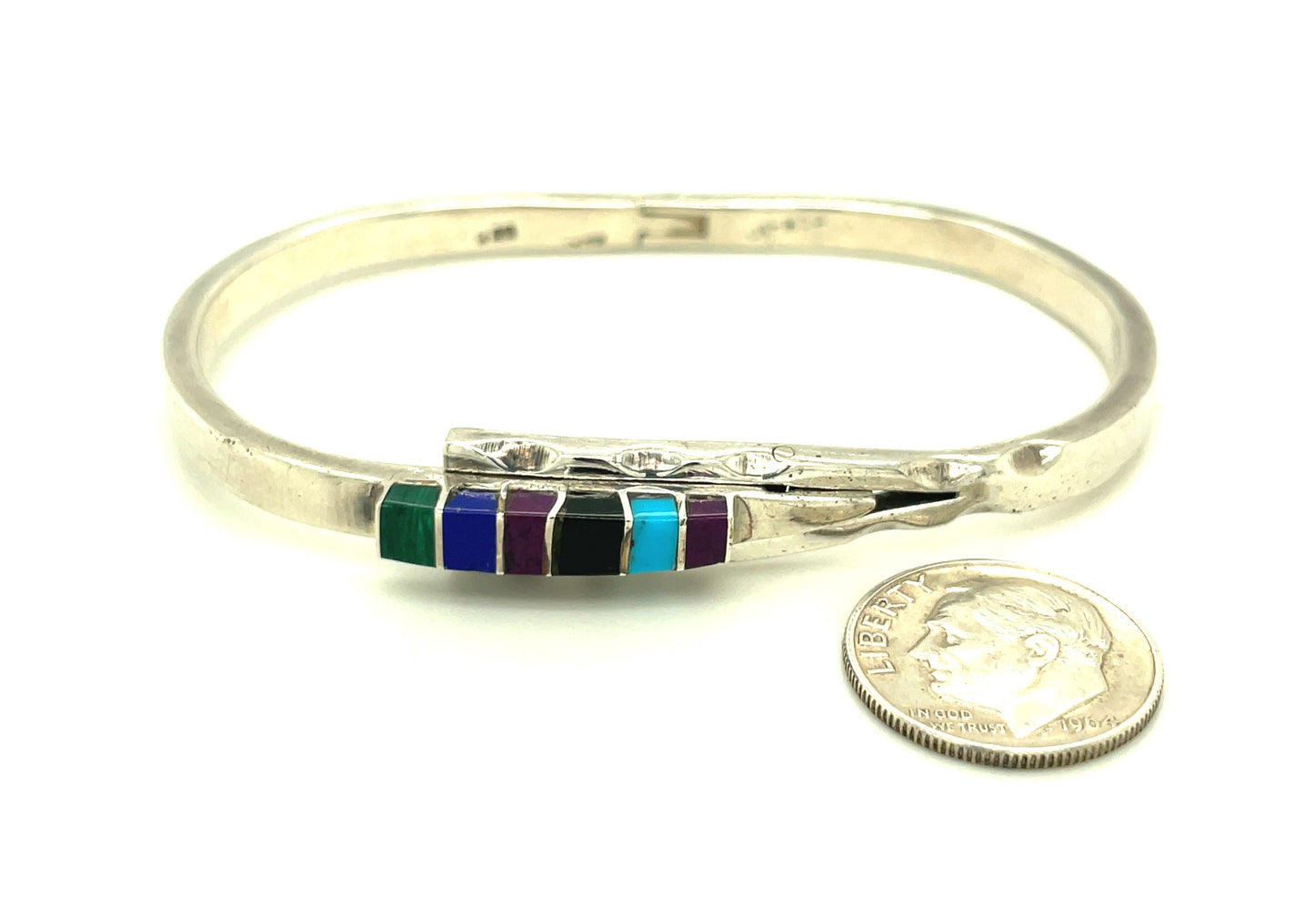 Vintage Sterling Silver and Inlay Bracelet