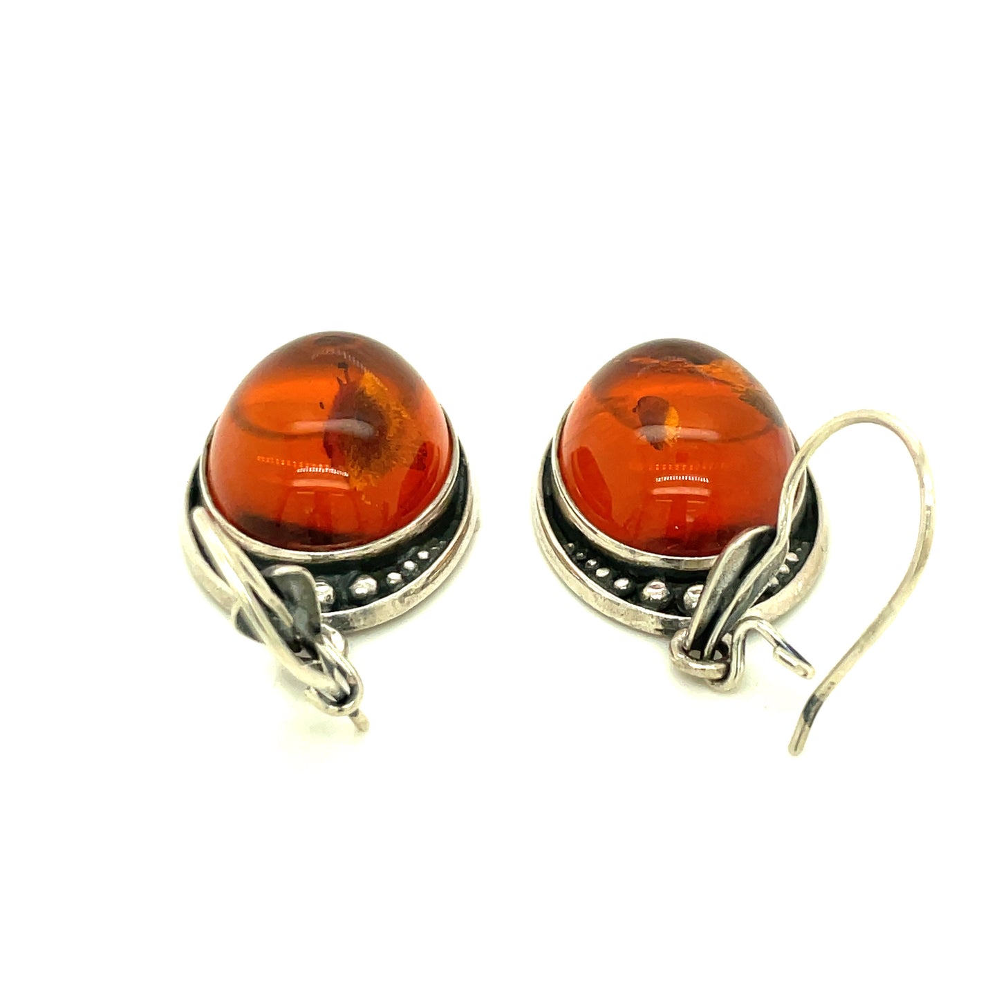 Vintage Sterling Silver and Amber Earrings
