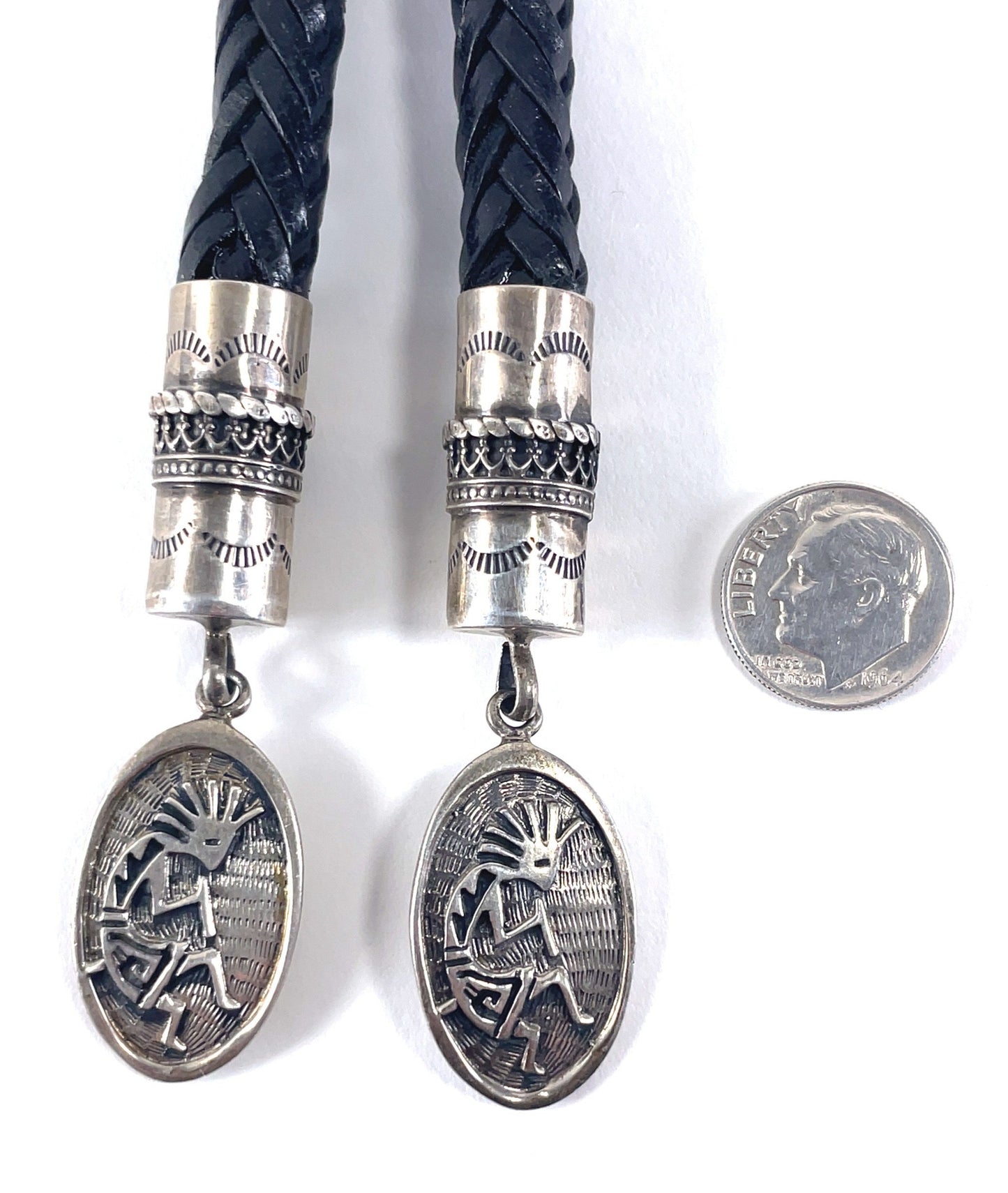 Vintage Jim Ray Eagle Dancer Sterling Silver Turquoise Coral Bolo Tie Navajo Southwestern