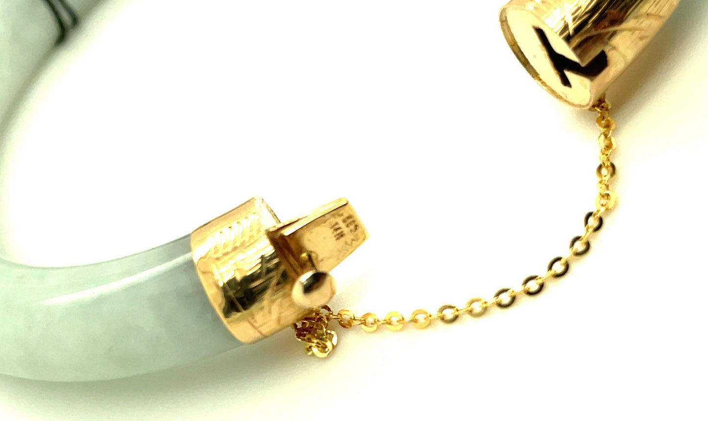 14k Yellow Gold and Jade Bangle Bracelet with Clasp