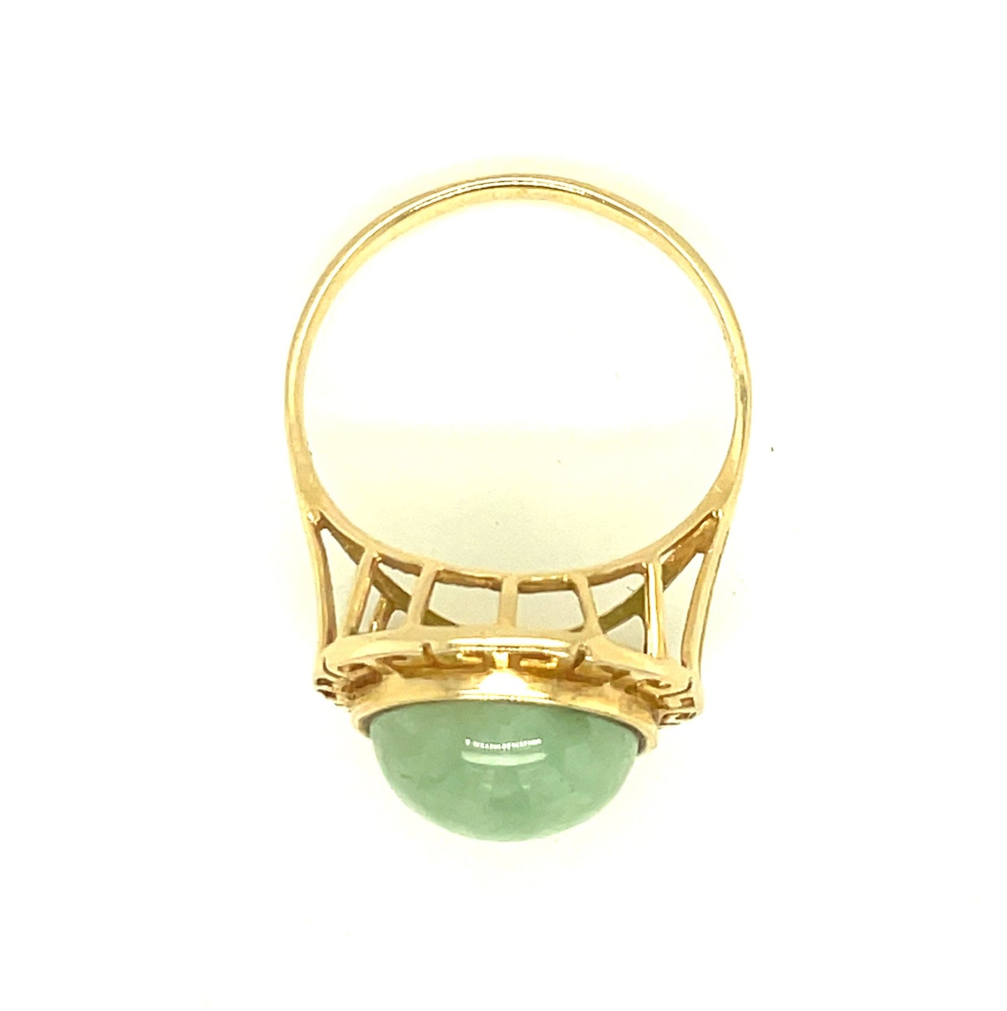 Vintage 14k Yellow Gold and Jade Filigree Ring Size 9 1/4