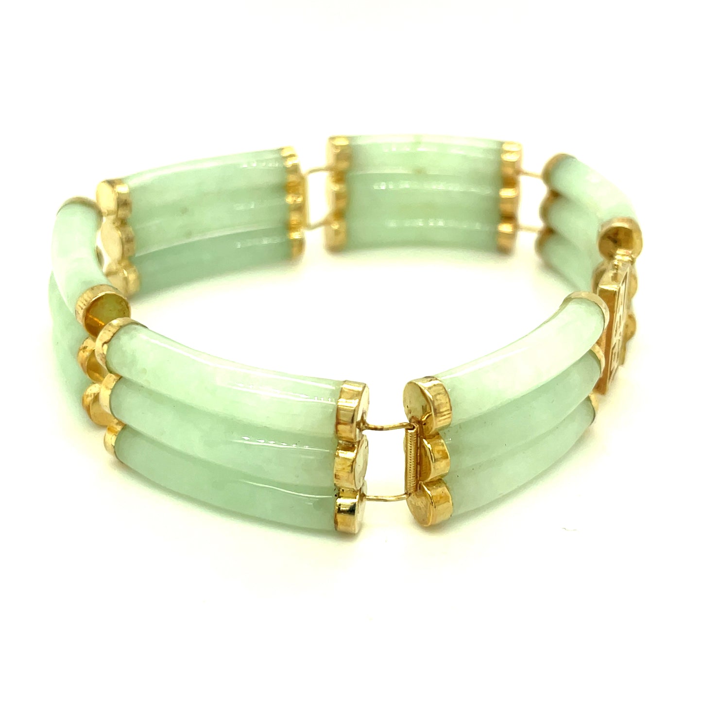 Vintage 14k Yellow Gold and Jade Bracelet