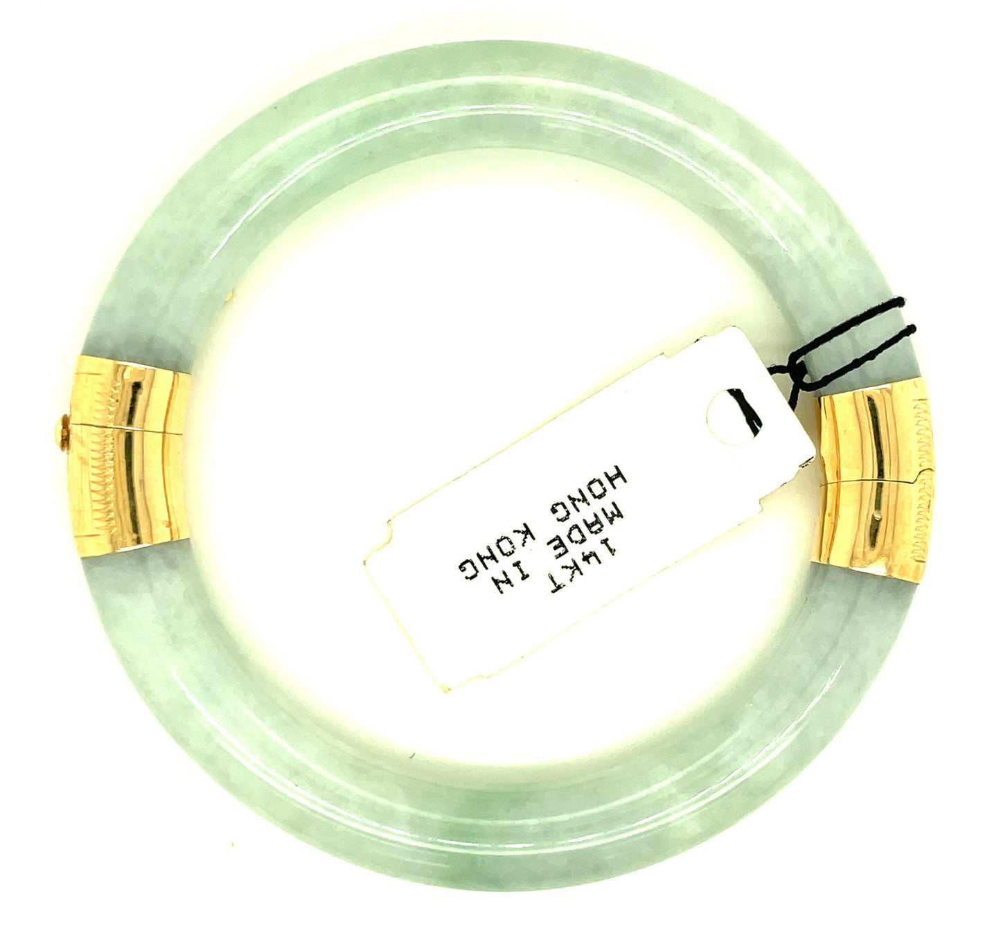14k Yellow Gold and Jade Bangle Bracelet with Clasp