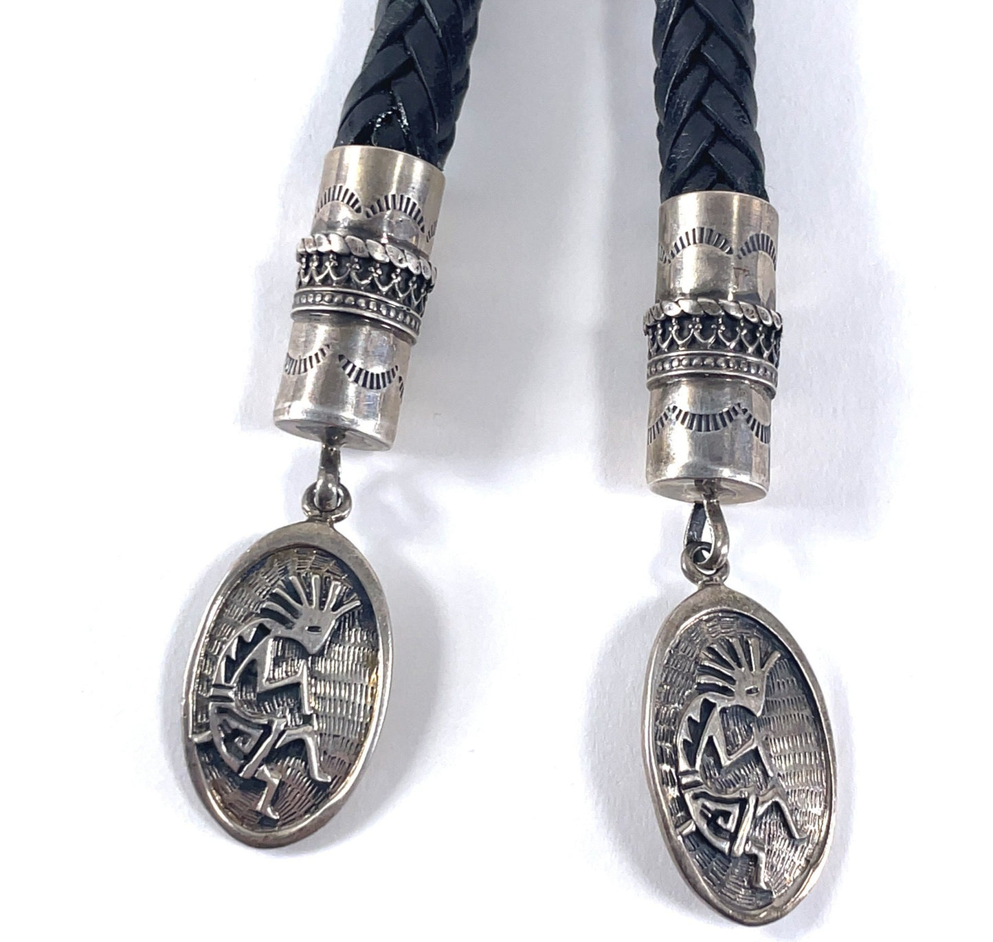 Vintage Jim Ray Eagle Dancer Sterling Silver Turquoise Coral Bolo Tie Navajo Southwestern
