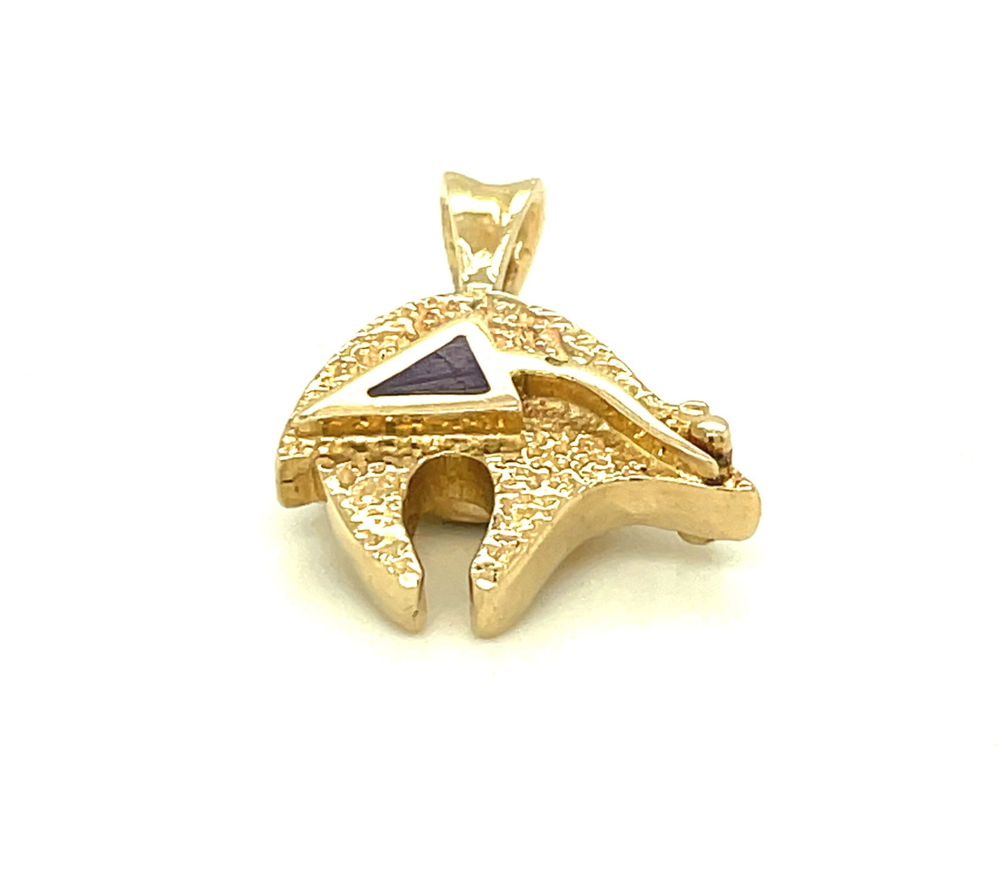 Vintage Southwestern 14k Yellow Gold Inlay Fetish Bear Pendant Reversible 4.7g
