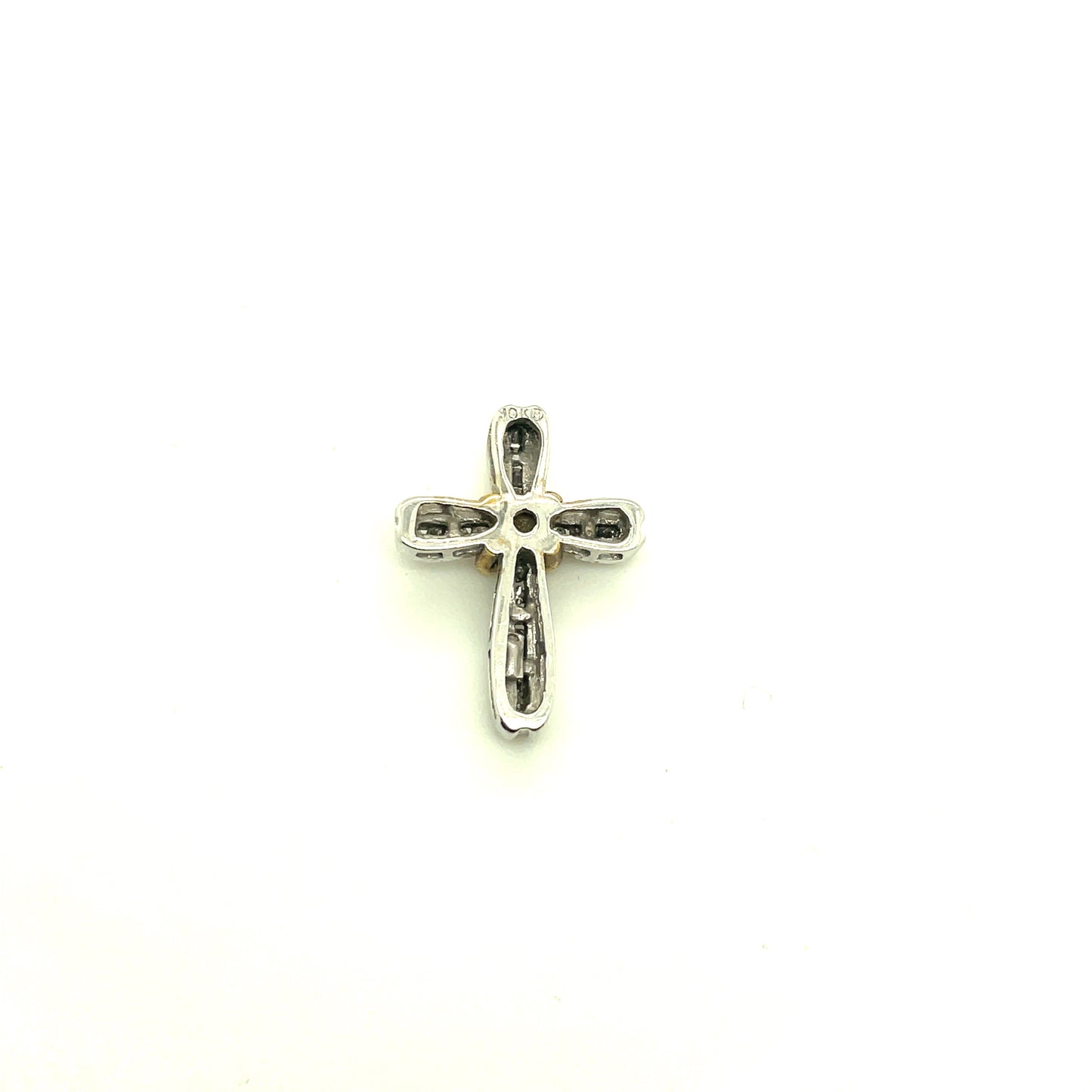 10k Yellow and White Gold Diamond Cross Pendant