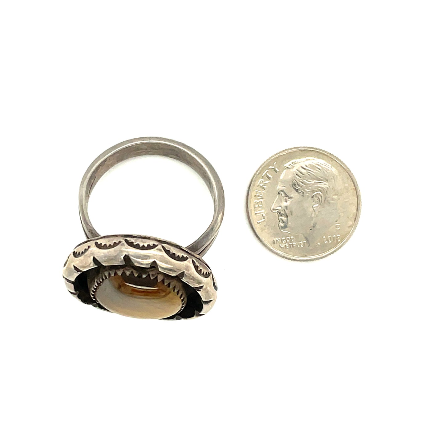 Vintage Silver and Tigers Eye Ring Size 9