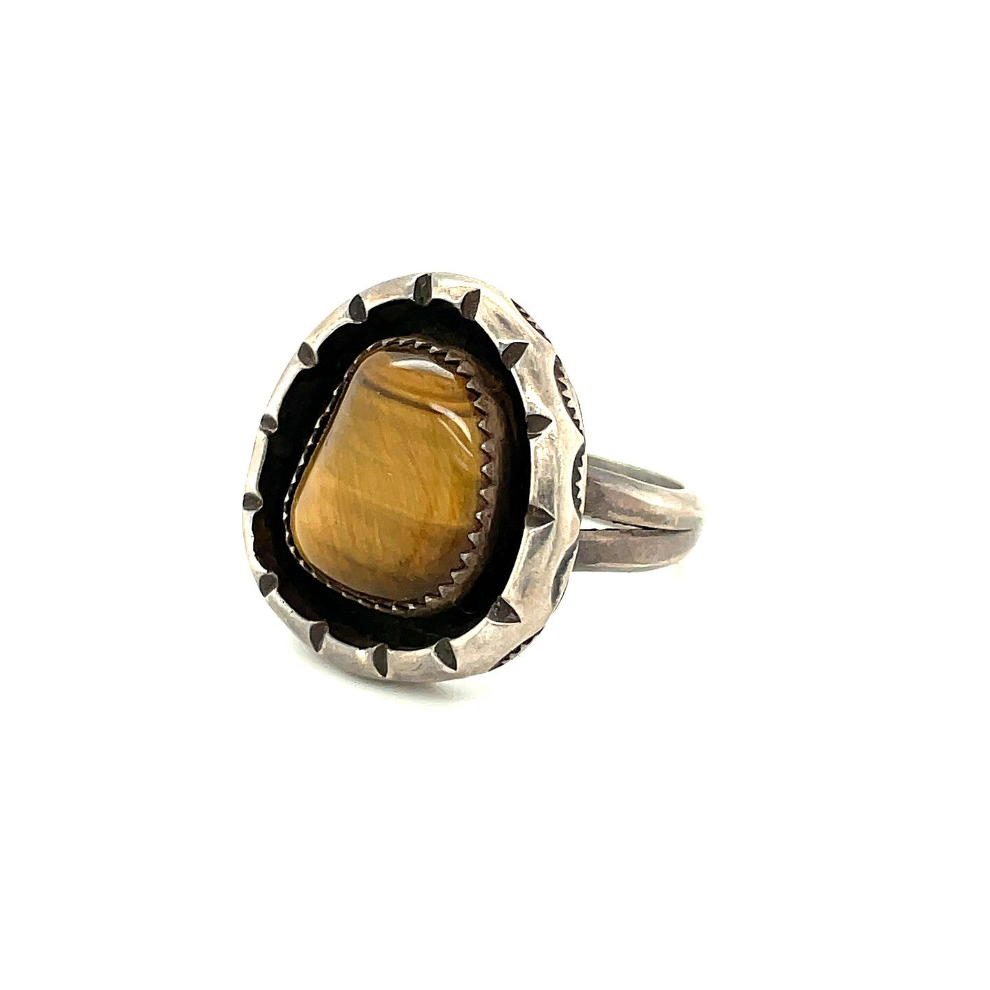 Vintage Silver and Tigers Eye Ring Size 9