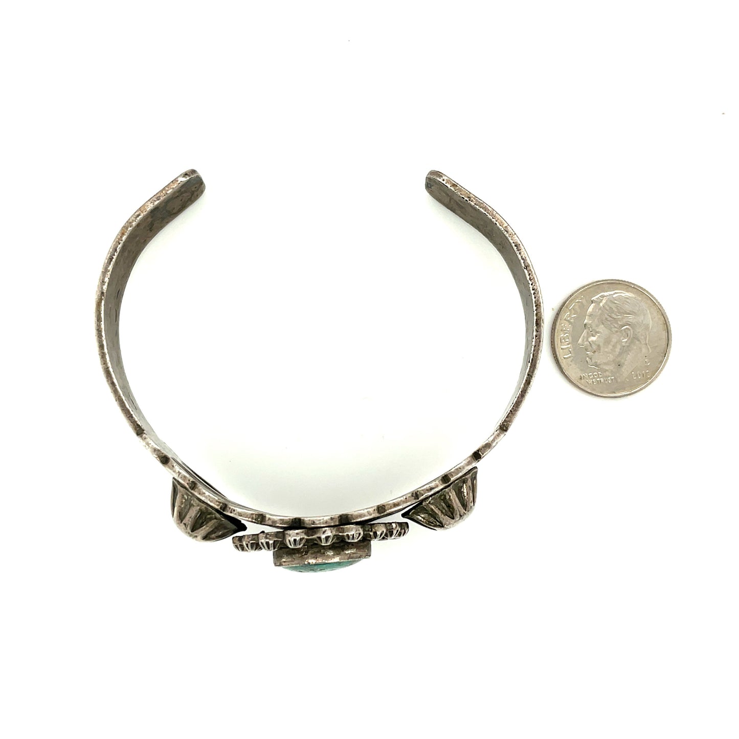 Vintage Southwestern Fred Harvey Era Sterling Silver & Turquoise Bracelet Cuff