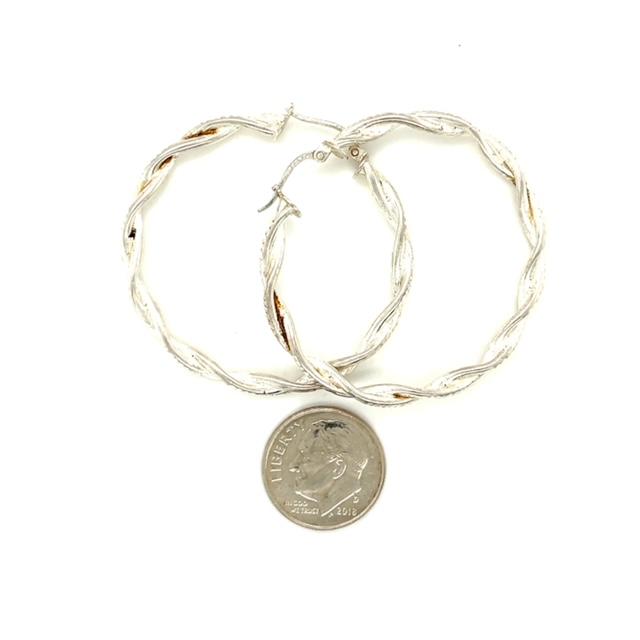 Twisted and Stamped Sterling Silver Hoop Earring 5.2g
