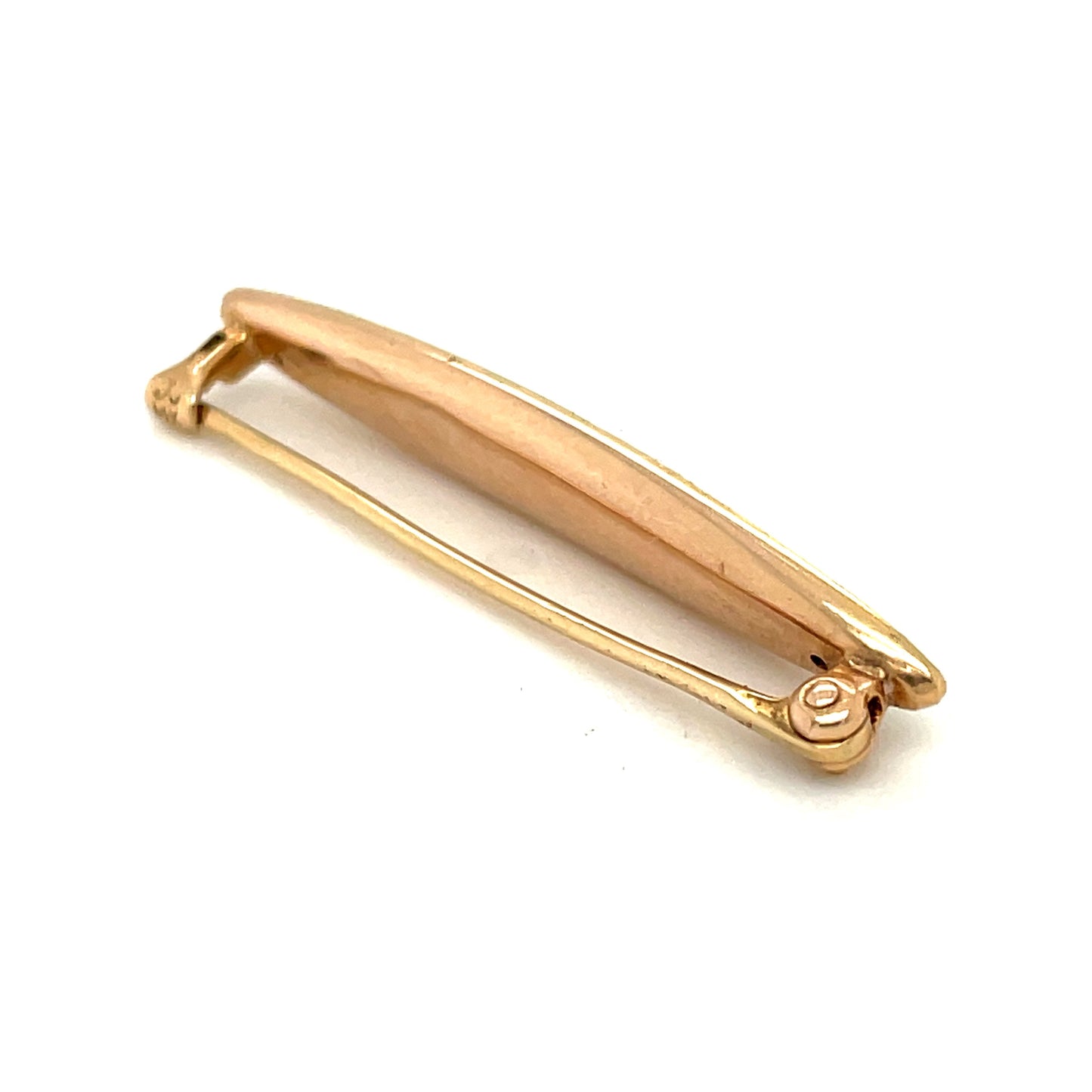 VIctorian 14k Yellow Gold Seed Pearls White Enamel Pin