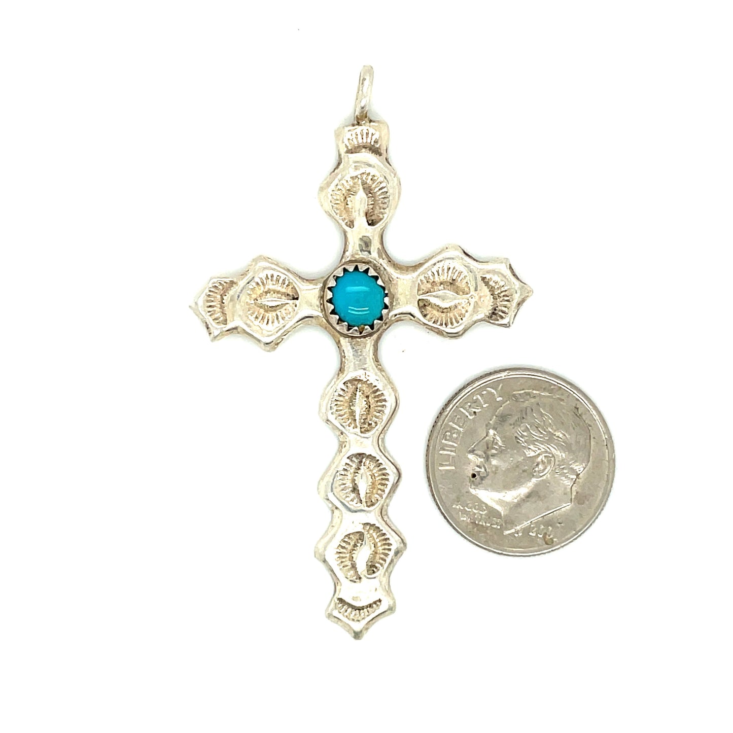 Sterling Silver And Turquoise Cross Pendant