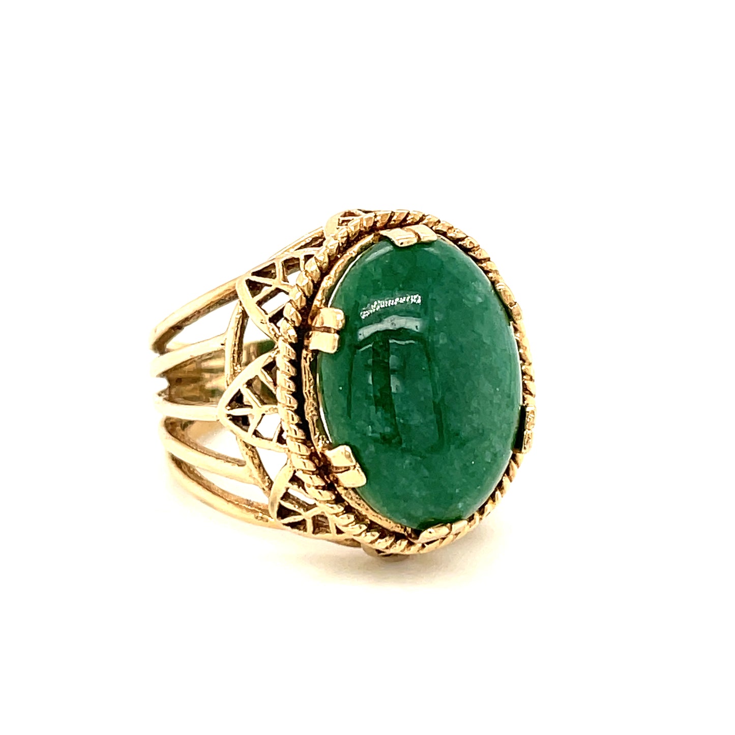Vintage 14k Green Dyed Quartz Ring 8g Size 5.5