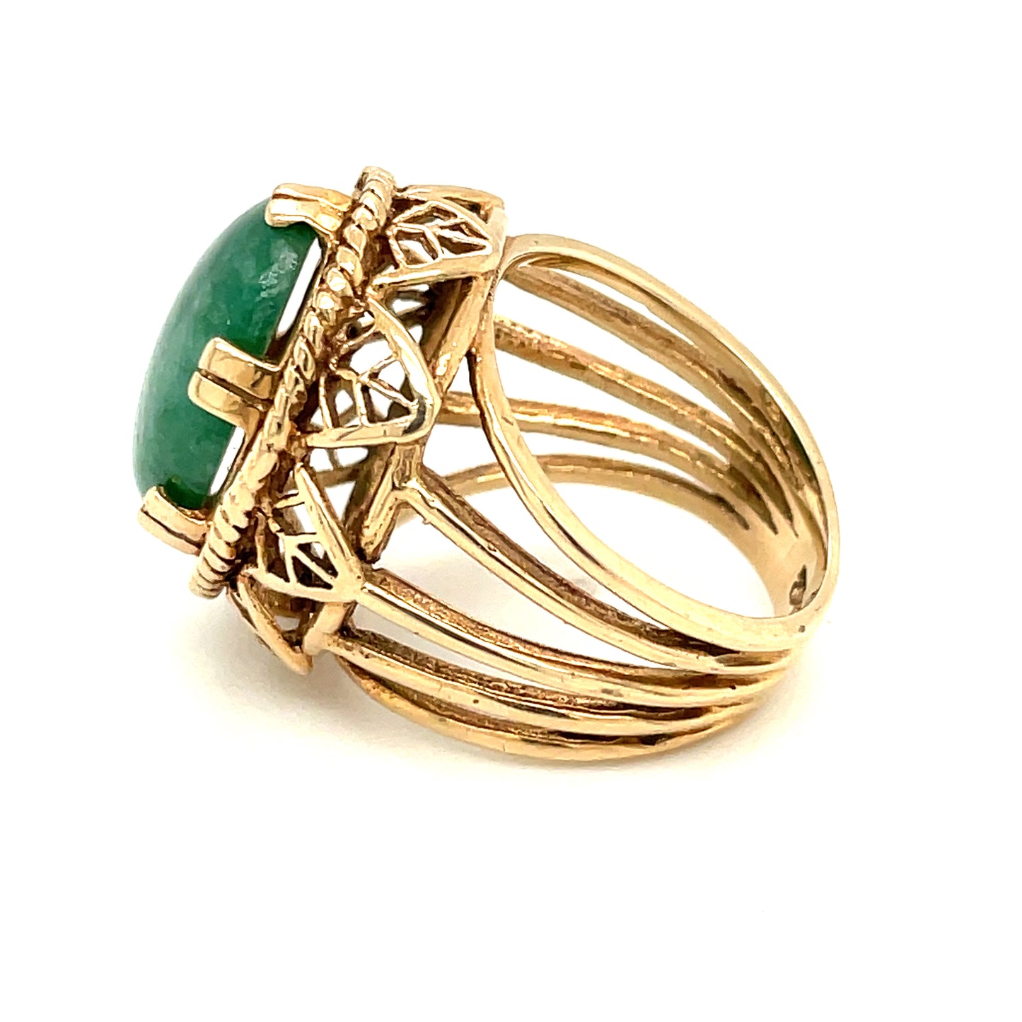 Vintage 14k Green Dyed Quartz Ring 8g Size 5.5