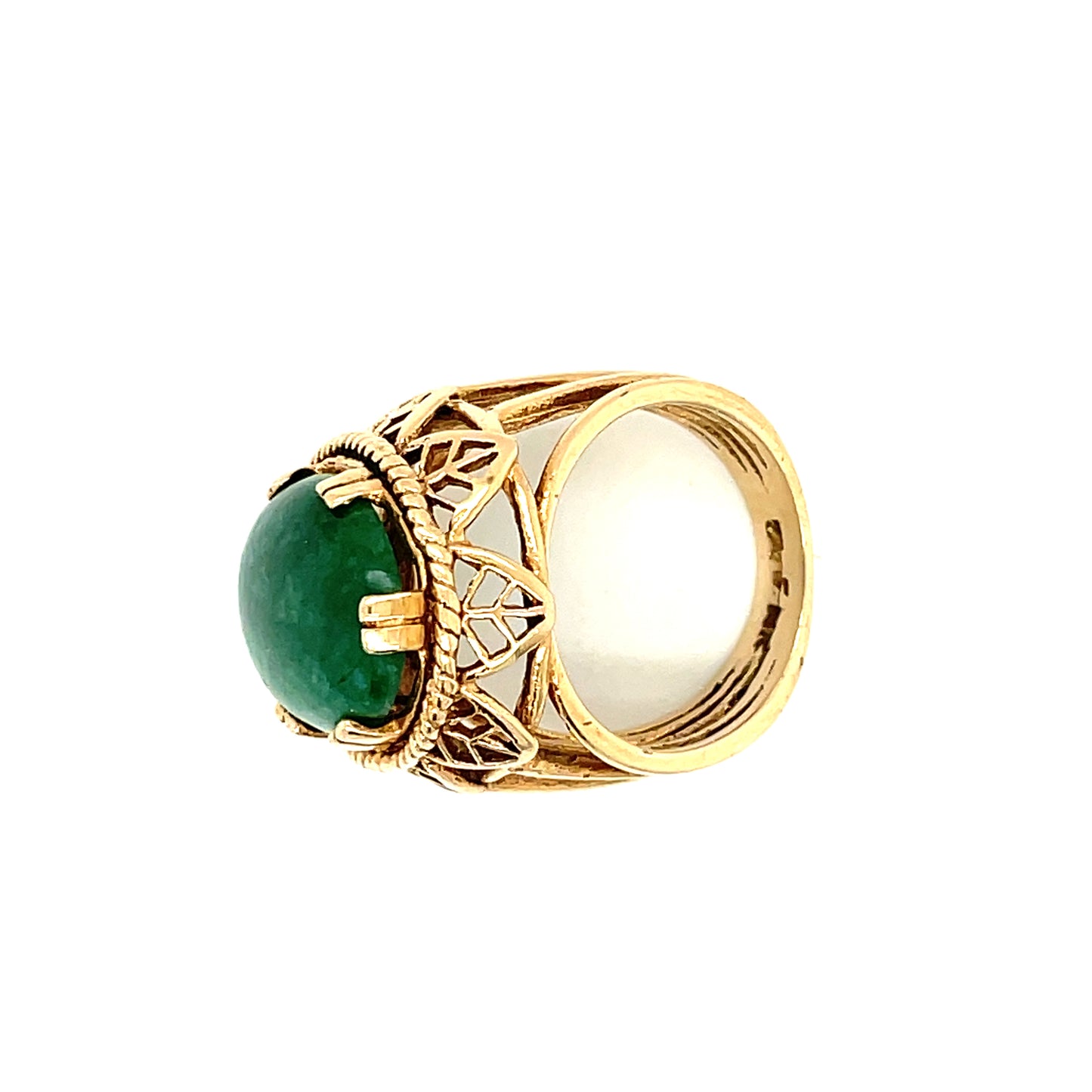 Vintage 14k Green Dyed Quartz Ring 8g Size 5.5