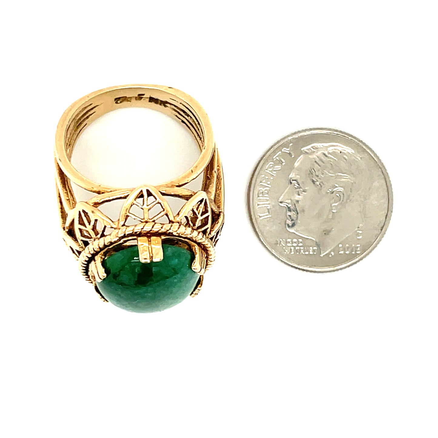 Vintage 14k Green Dyed Quartz Ring 8g Size 5.5