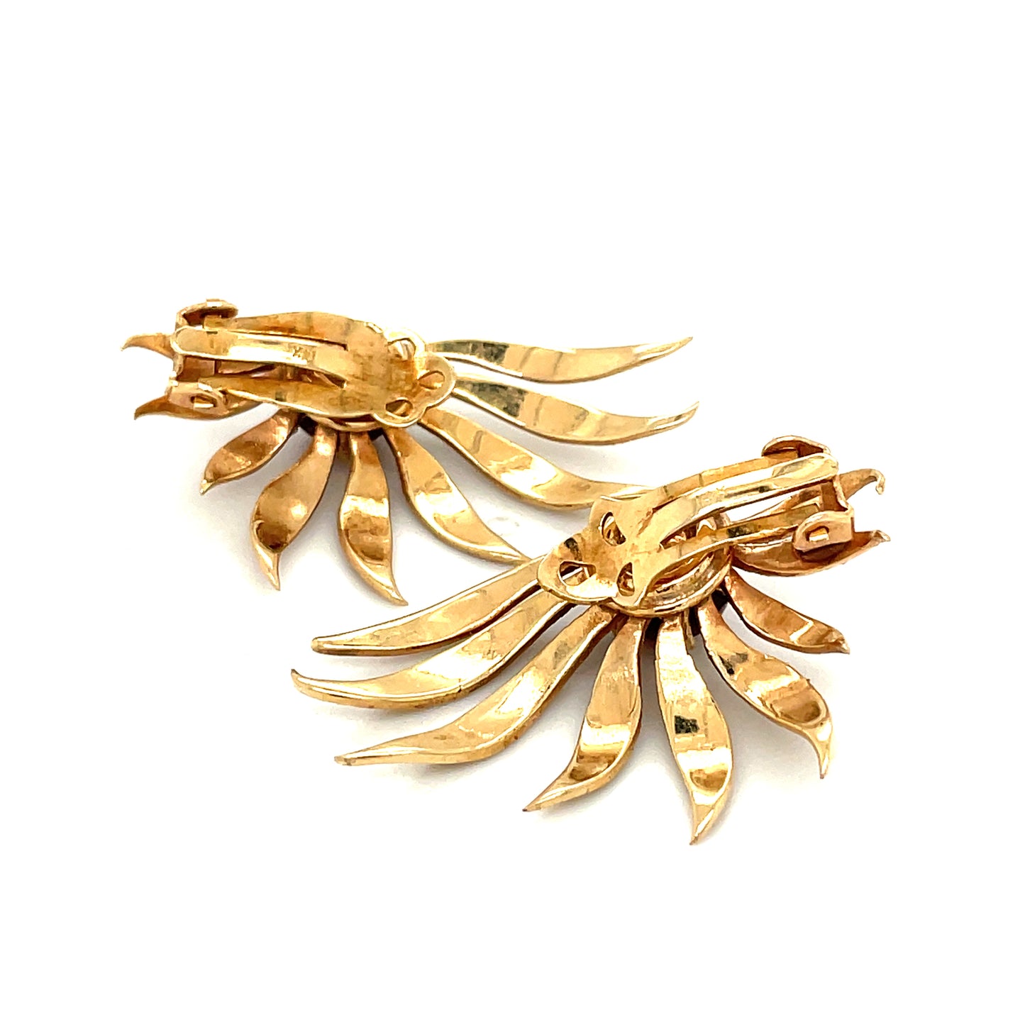 Vintage 14k Yellow Gold and Star Ruby Clip on Earrings 9.7 grams
