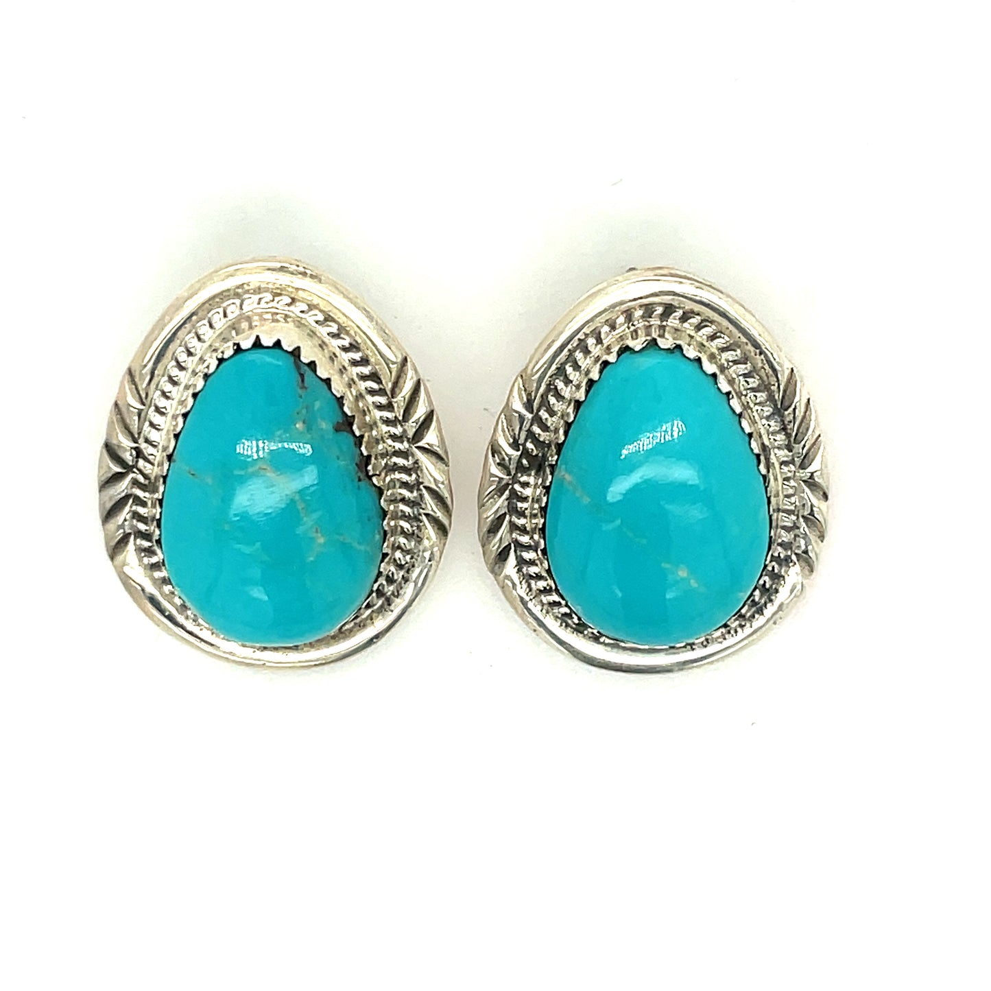 Vintage Sterling Silver and Turquoise Earrings New Old Stock
