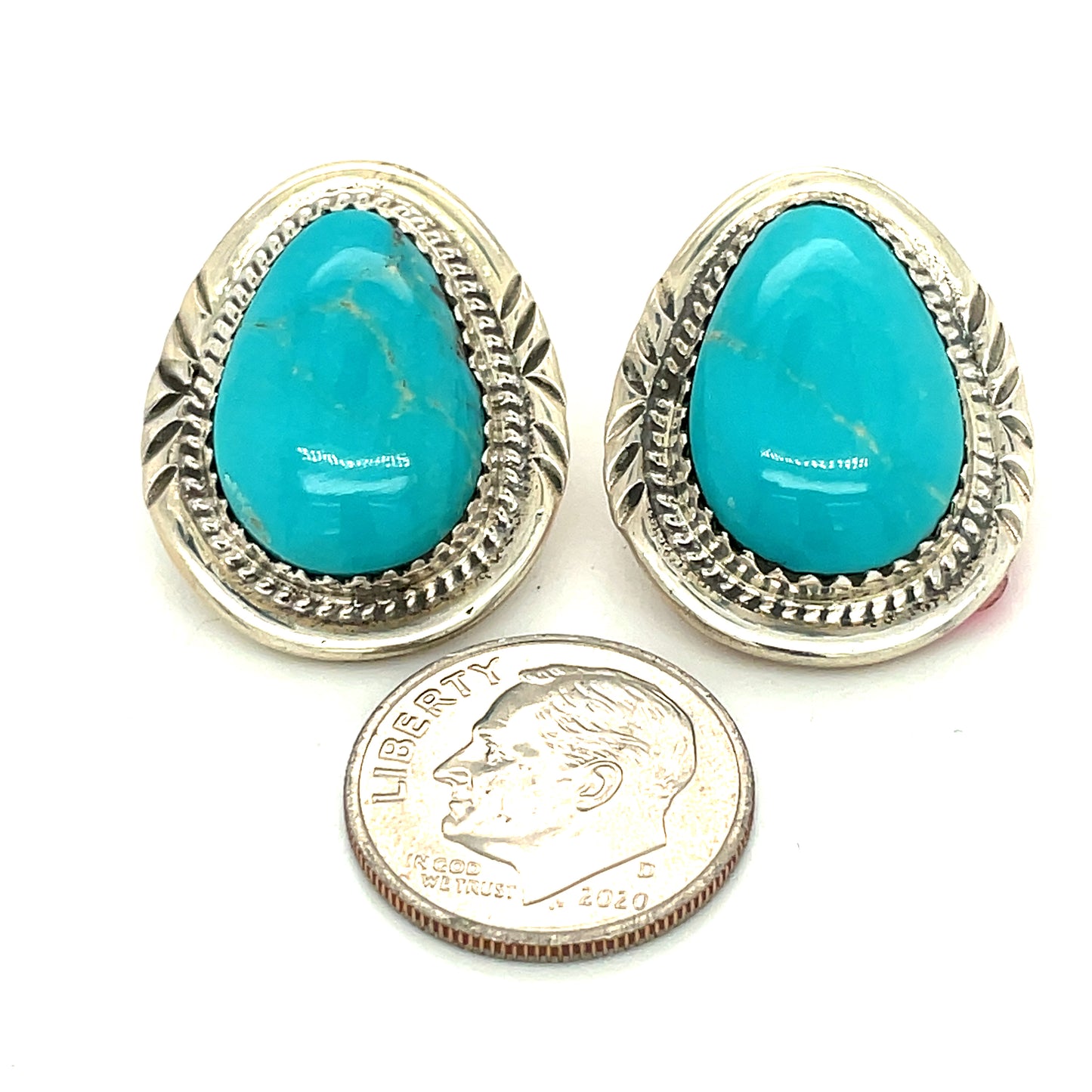 Vintage Sterling Silver and Turquoise Earrings New Old Stock