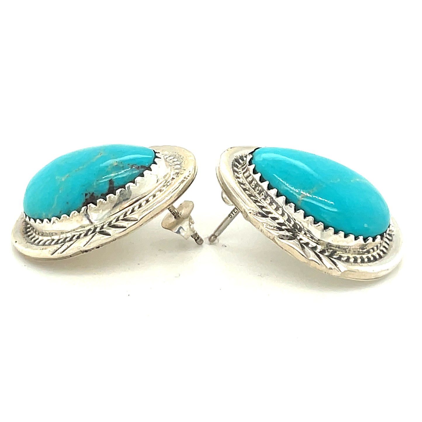 Vintage Sterling Silver and Turquoise Earrings New Old Stock