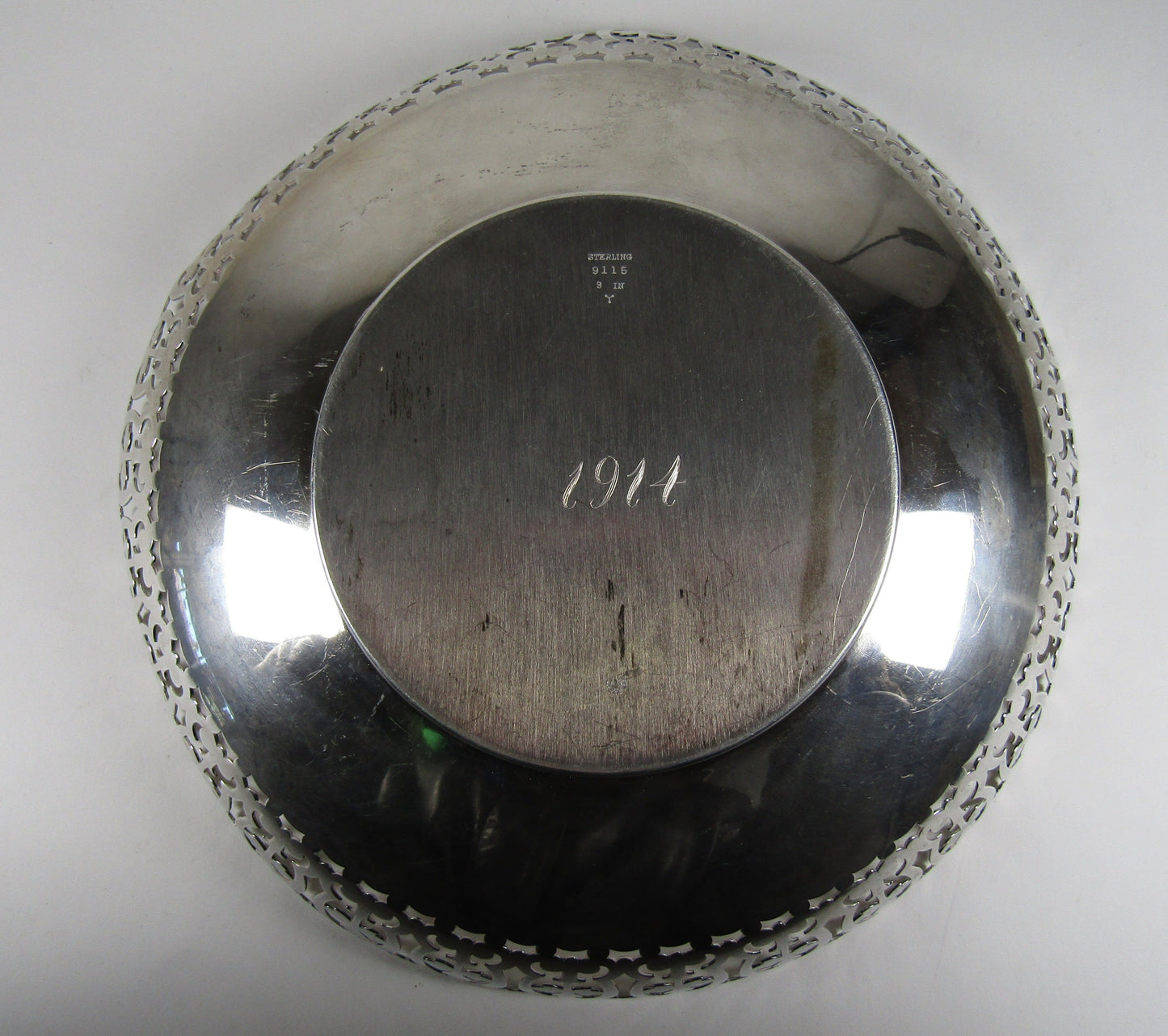 Antique Whiting 1914 Sterling Silver Pierced Serving Bowl 10.8ozt