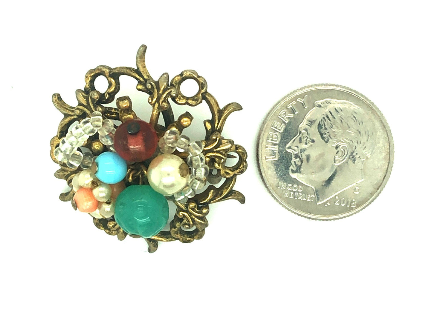 Signed Coro Pin With Molded Glass