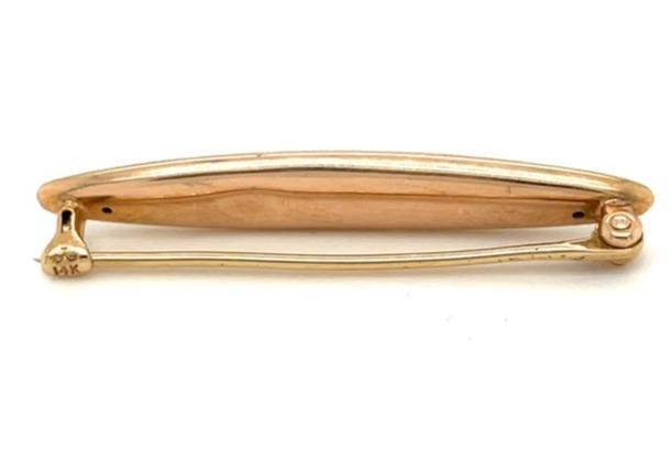 VIctorian 14k Yellow Gold Seed Pearls White Enamel Pin