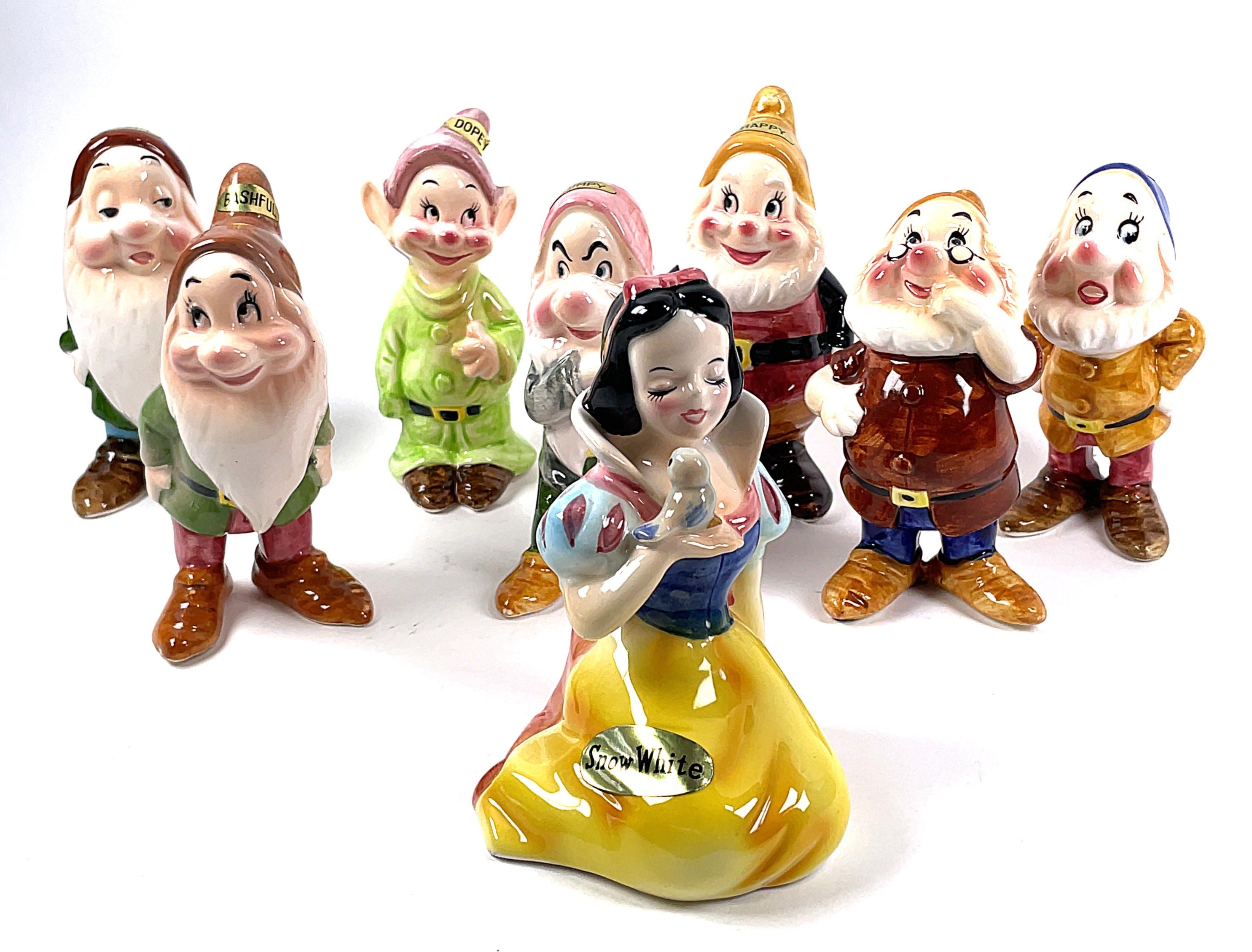 Vintage Enesco Snow White and the Seven Dwarfs Figurines Japan