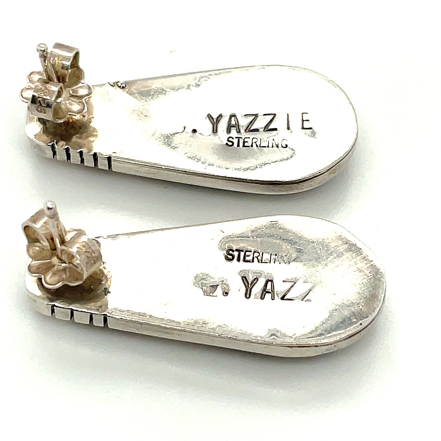 Southwestern Sterling Silver Inlay Earrings 8.3 Grams