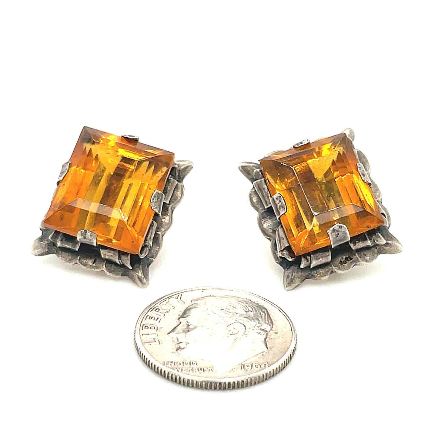 Vintage Sterling Silver Screw Back Earrings Mexico 9.7 Grams