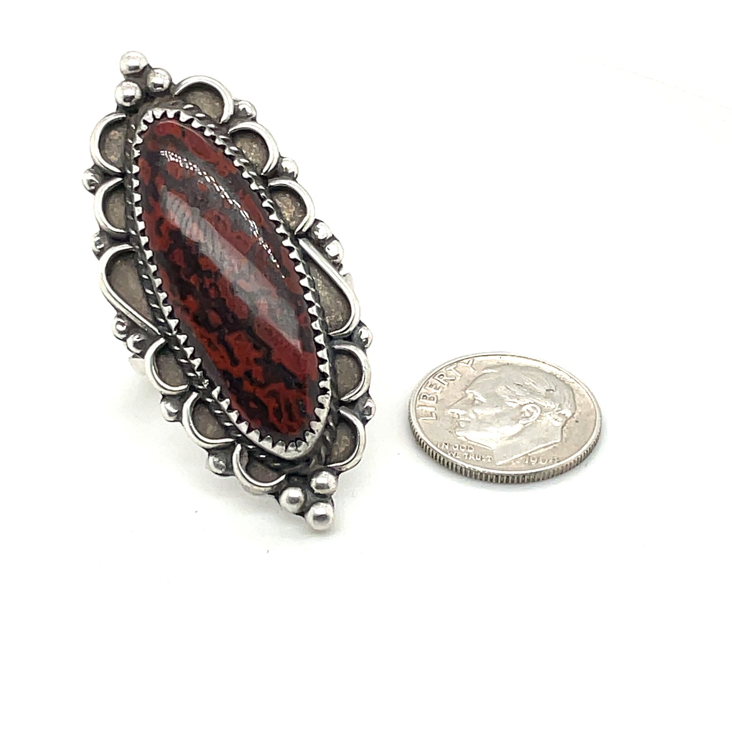 Sterling Silver and Dinosaur Bone Ring Size 9