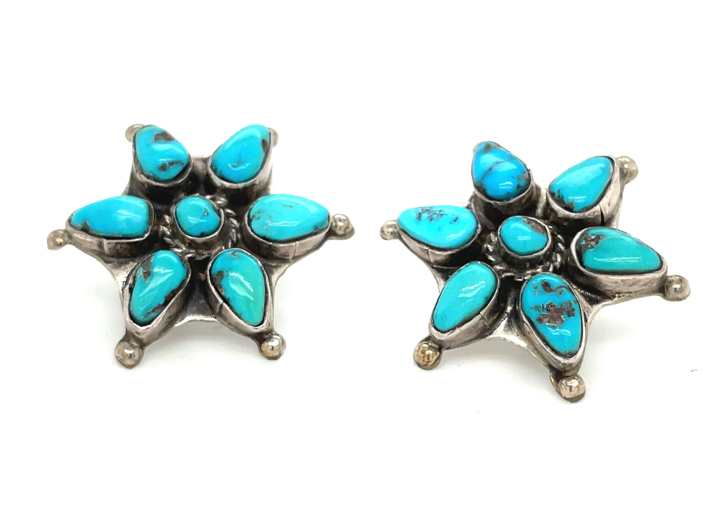 Vintage Royston Turquoise and Sterling Silver Earrings 50’s Southwestern