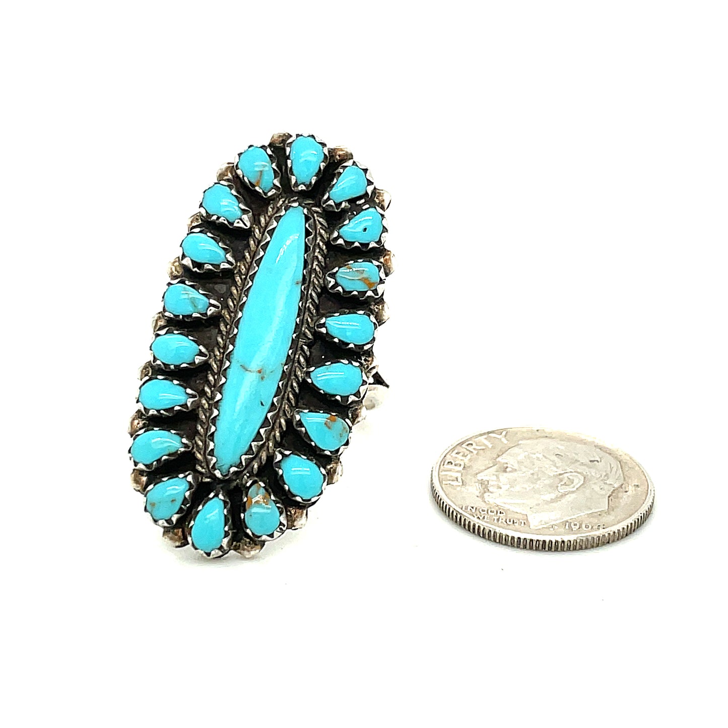 Sterling Silver And Turquoise Southewestern Ring 6.4 Grams Size 8