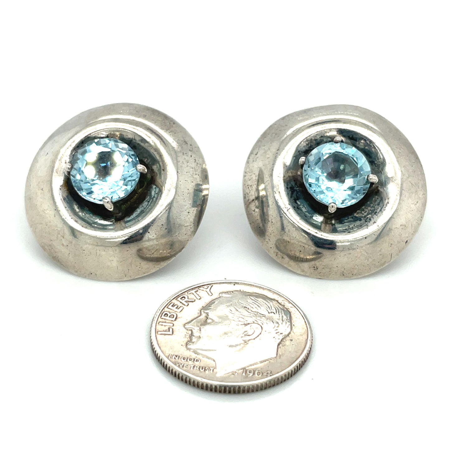 Vintage Sterling Silver and Topaz Earrings 5 Grams