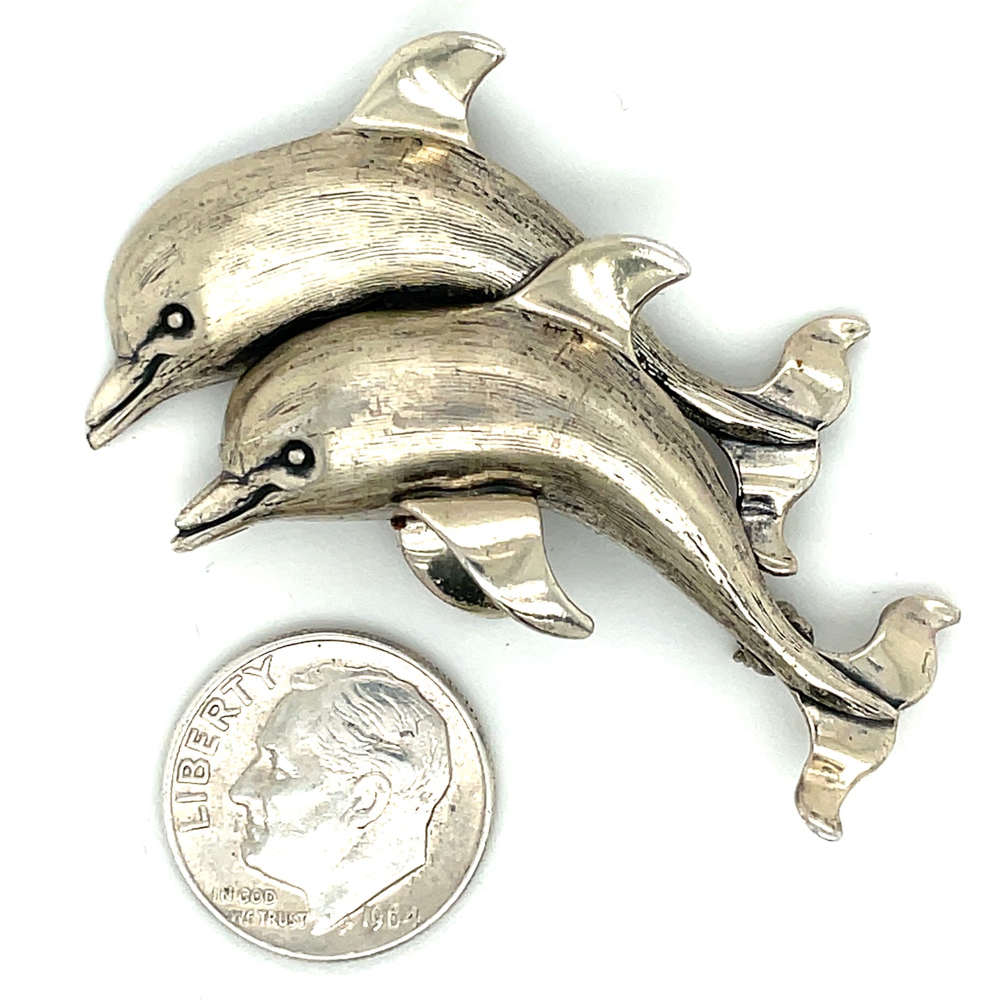 Vintage Beau Sterling Silver Dolphin Brooch Pin 7 Grams