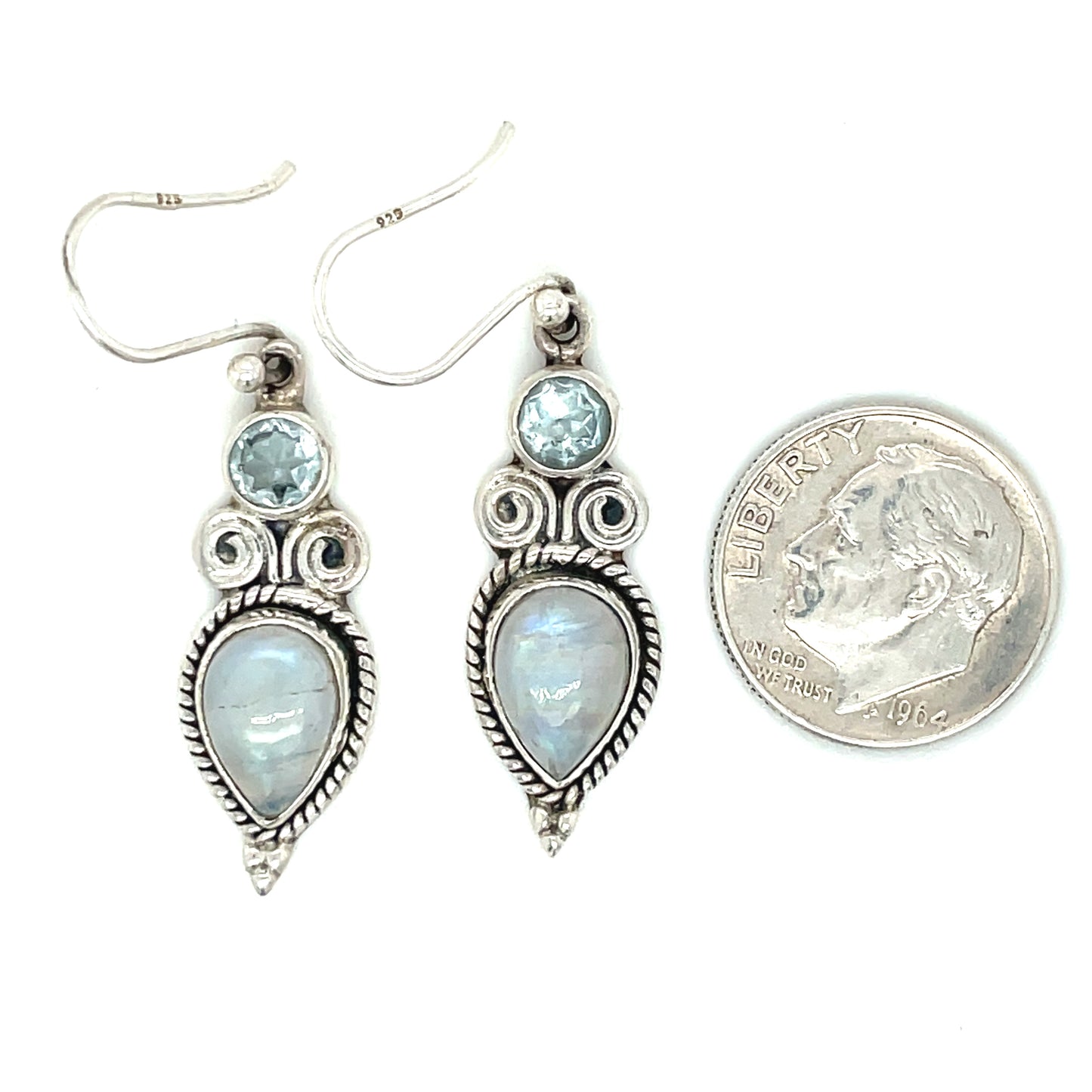 Sterling Silver and Topaz Earrings India 4.6 Grams