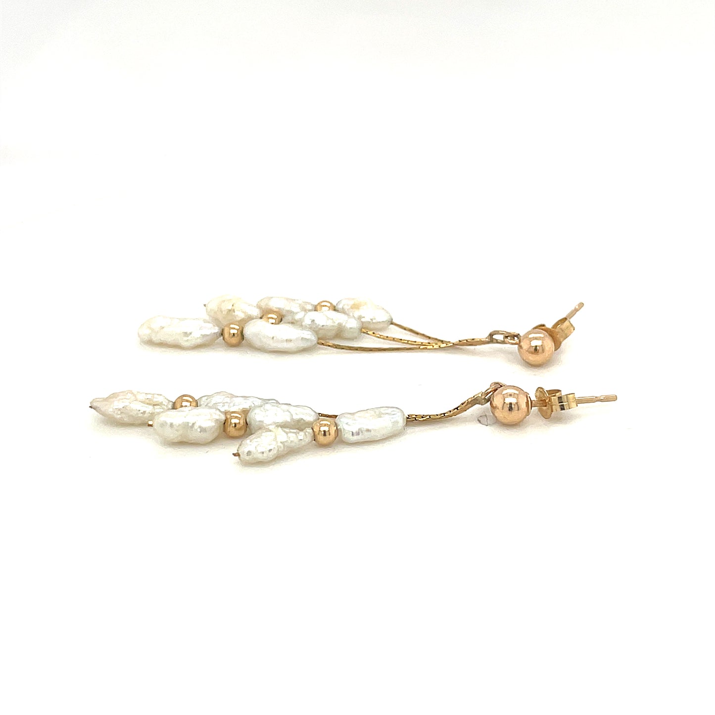 14k Yellow Gold and Pearl Dangle Earrings 1.7 Grams