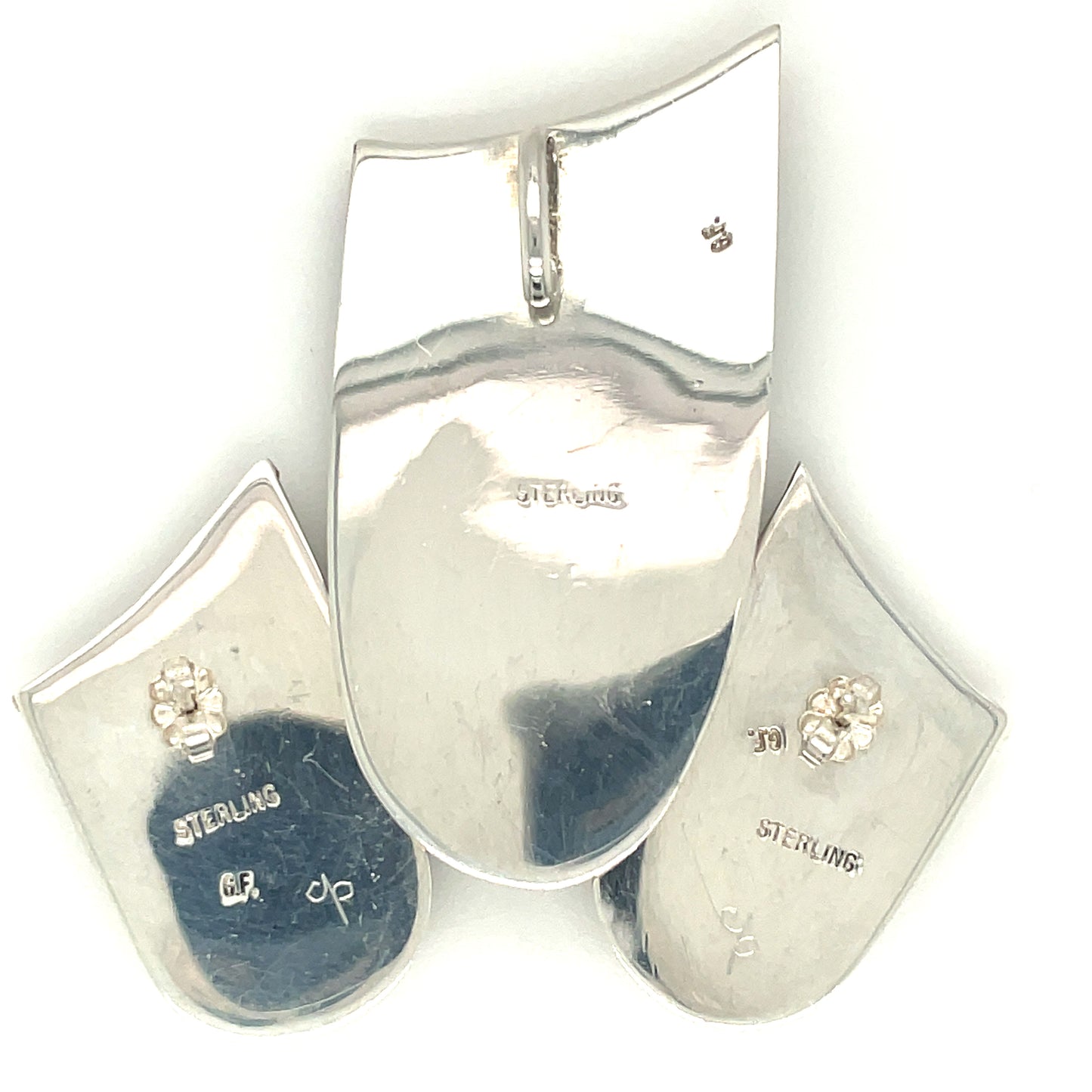 Sterling Silver Gold Filled Agate Earrings and Pendant